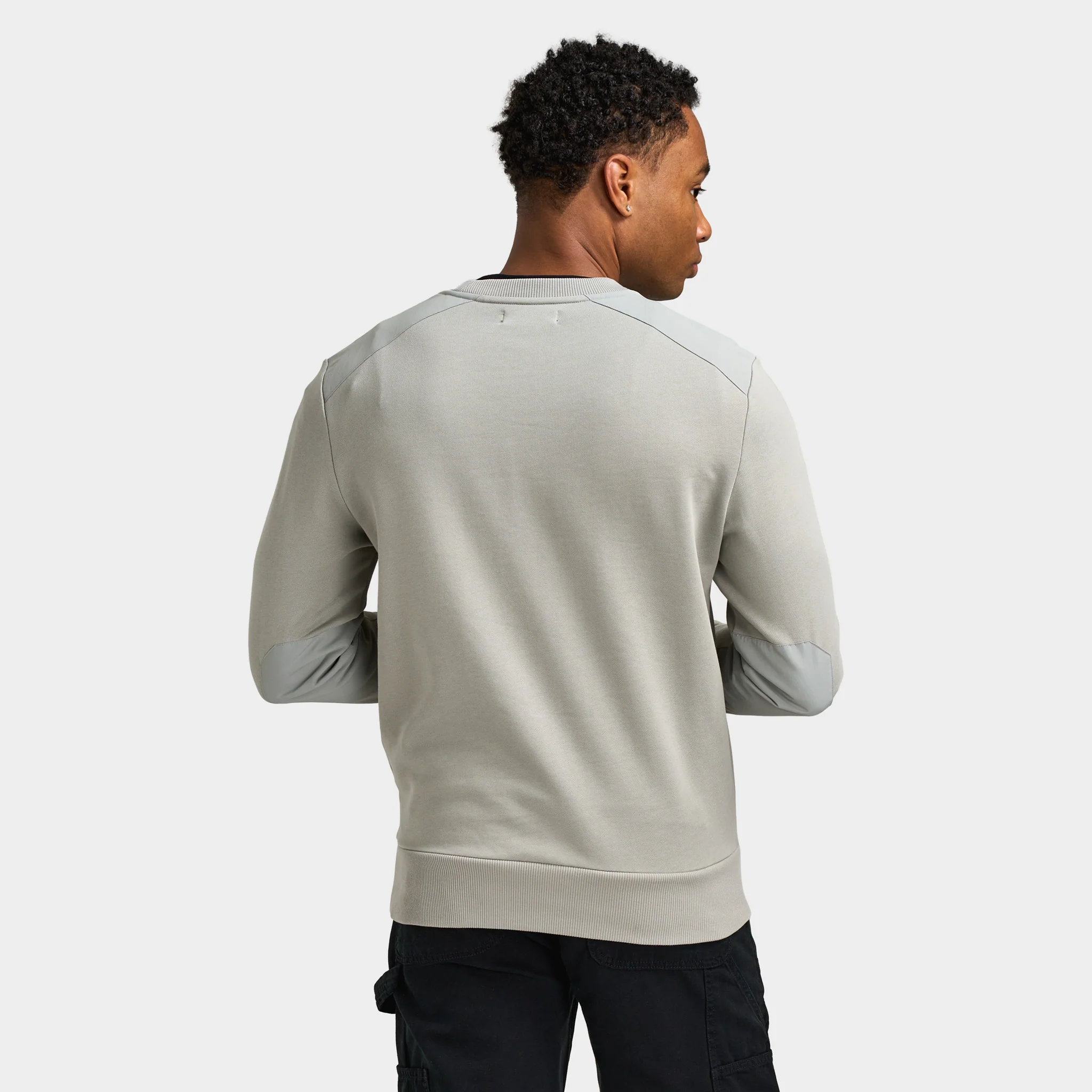 Fred Perry Fabric Blocked Crew Neck Sweatshirts / Limestone - Image 2