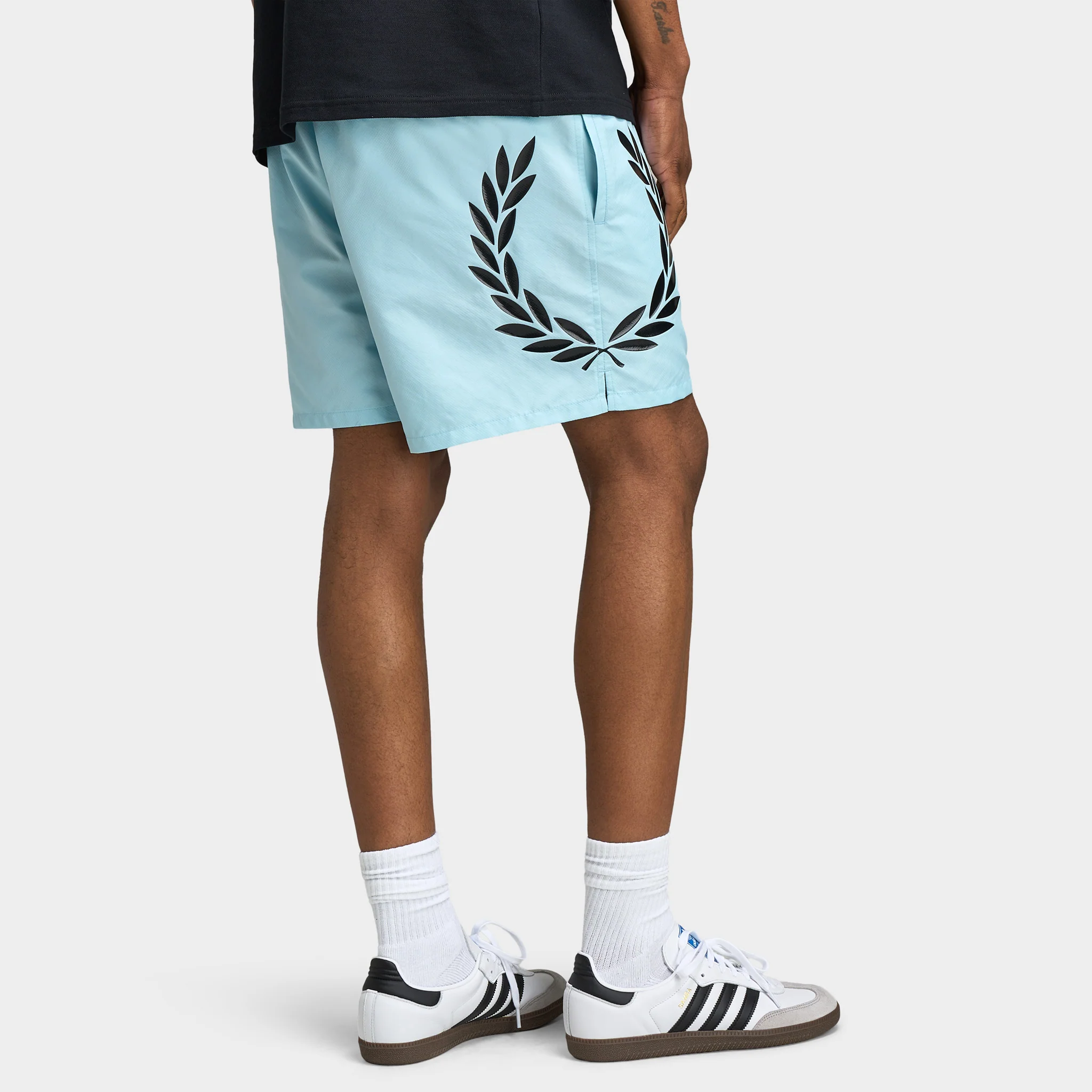 Fred Perry Side Laurel Swimshorts Ball Boy Blue / Anchor Grey - Image 4