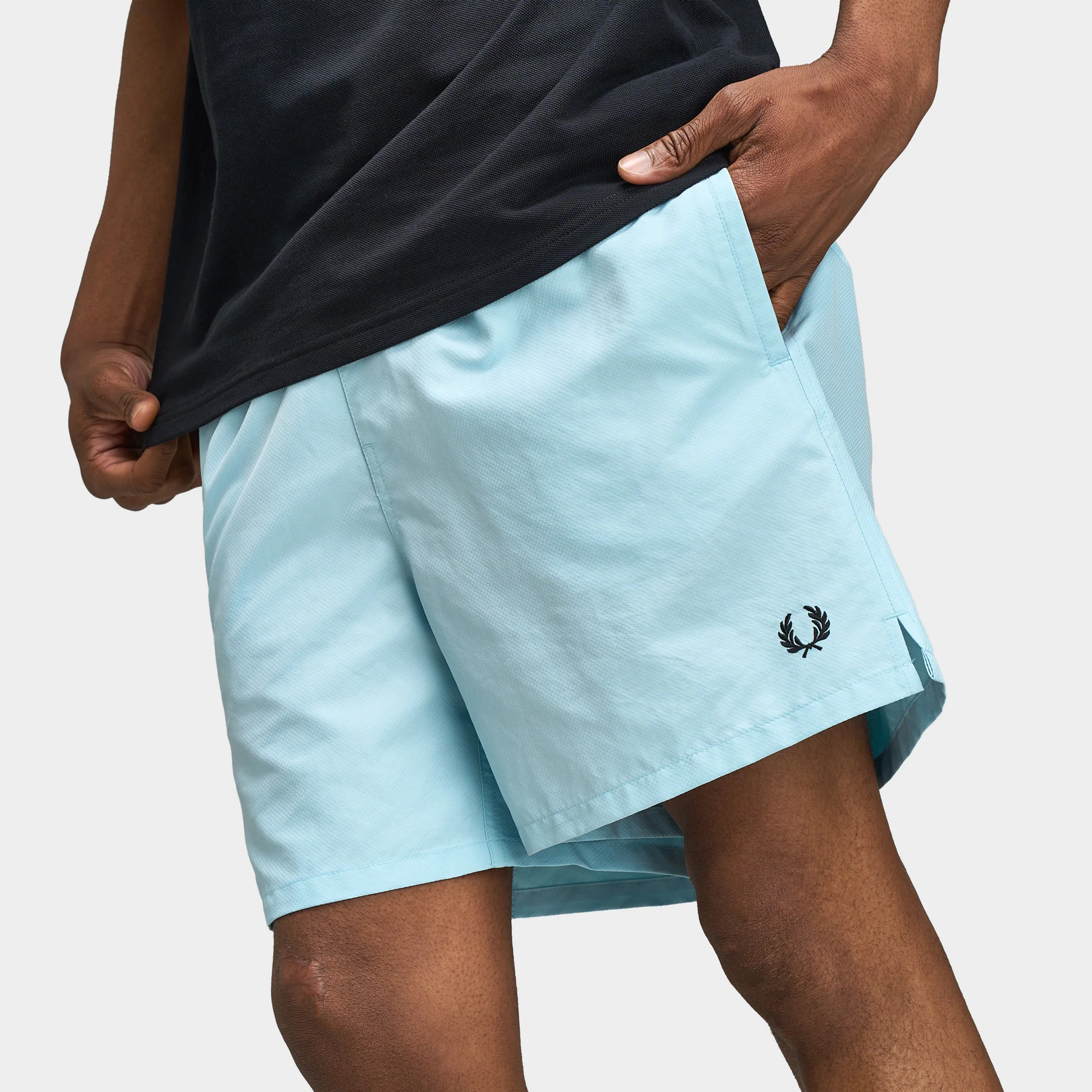 Fred Perry Side Laurel Swimshorts Ball Boy Blue / Anchor Grey - Image 5