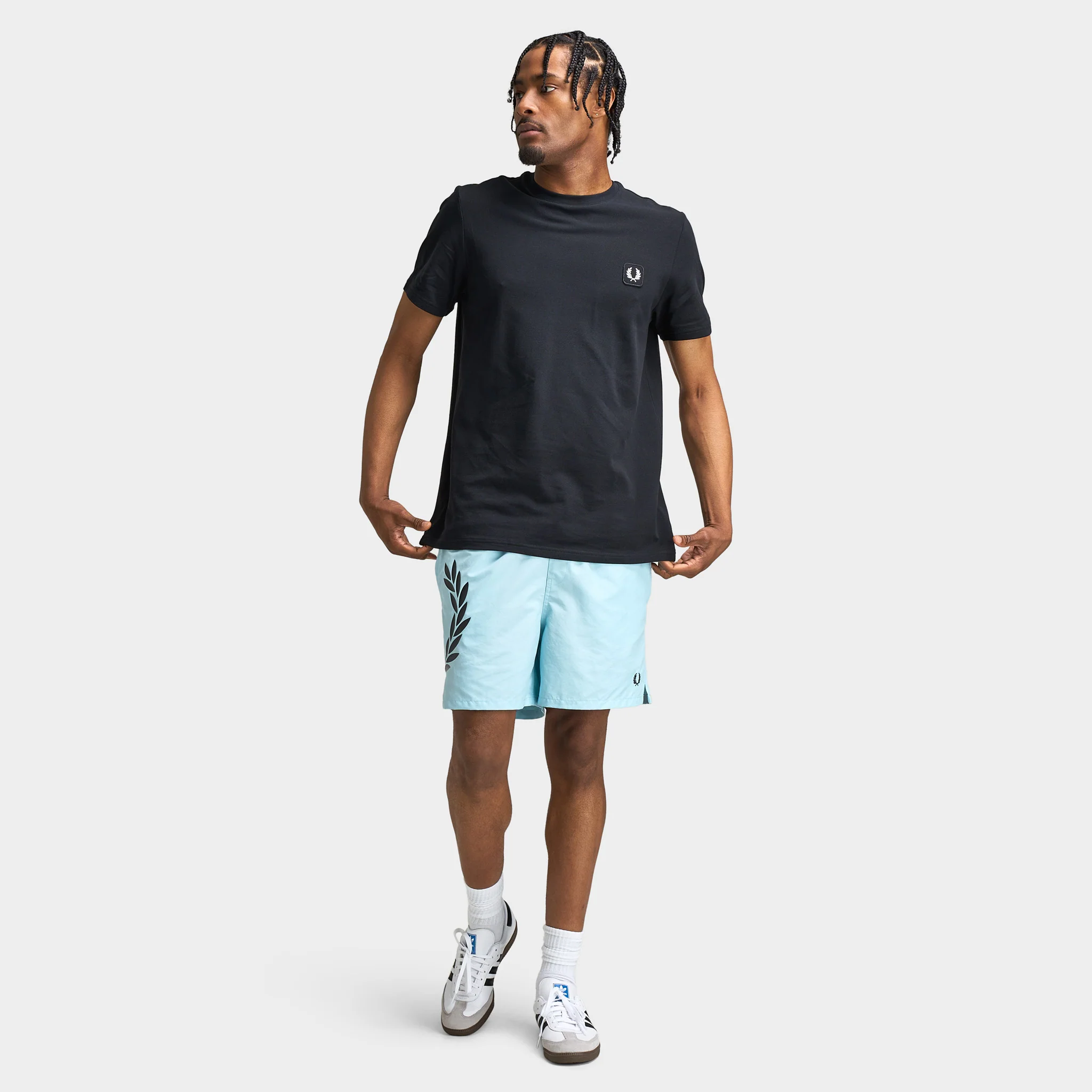Fred Perry Side Laurel Swimshorts Ball Boy Blue / Anchor Grey - Image 6