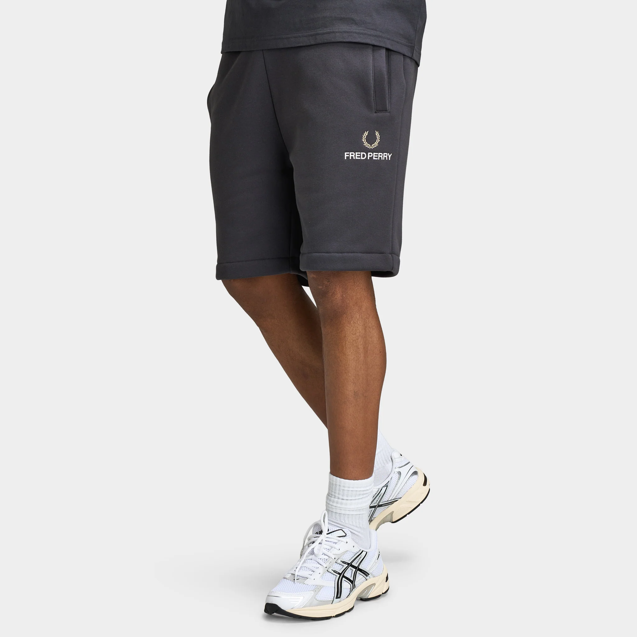 Fred Perry Stacked FLP Sweat Short / Anchor Grey - Image 2
