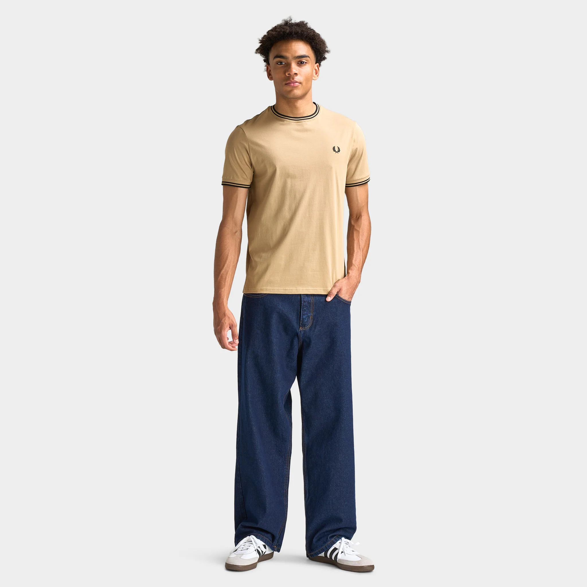 Fred Perry Twin Tipped T-Shirt Warm Stone / Black - Image 5