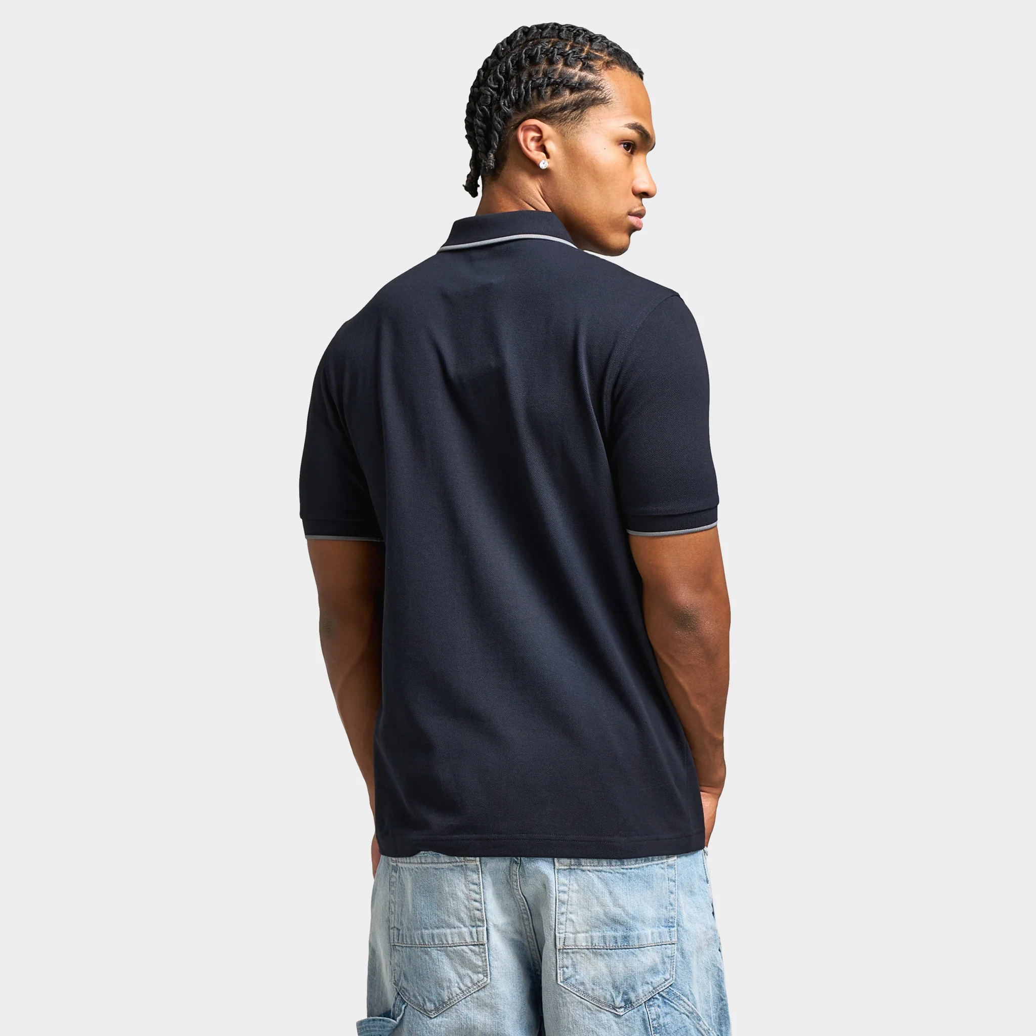 Fred Perry Zip-Neck Shirt Navy / Stockpile Blue - Image 2
