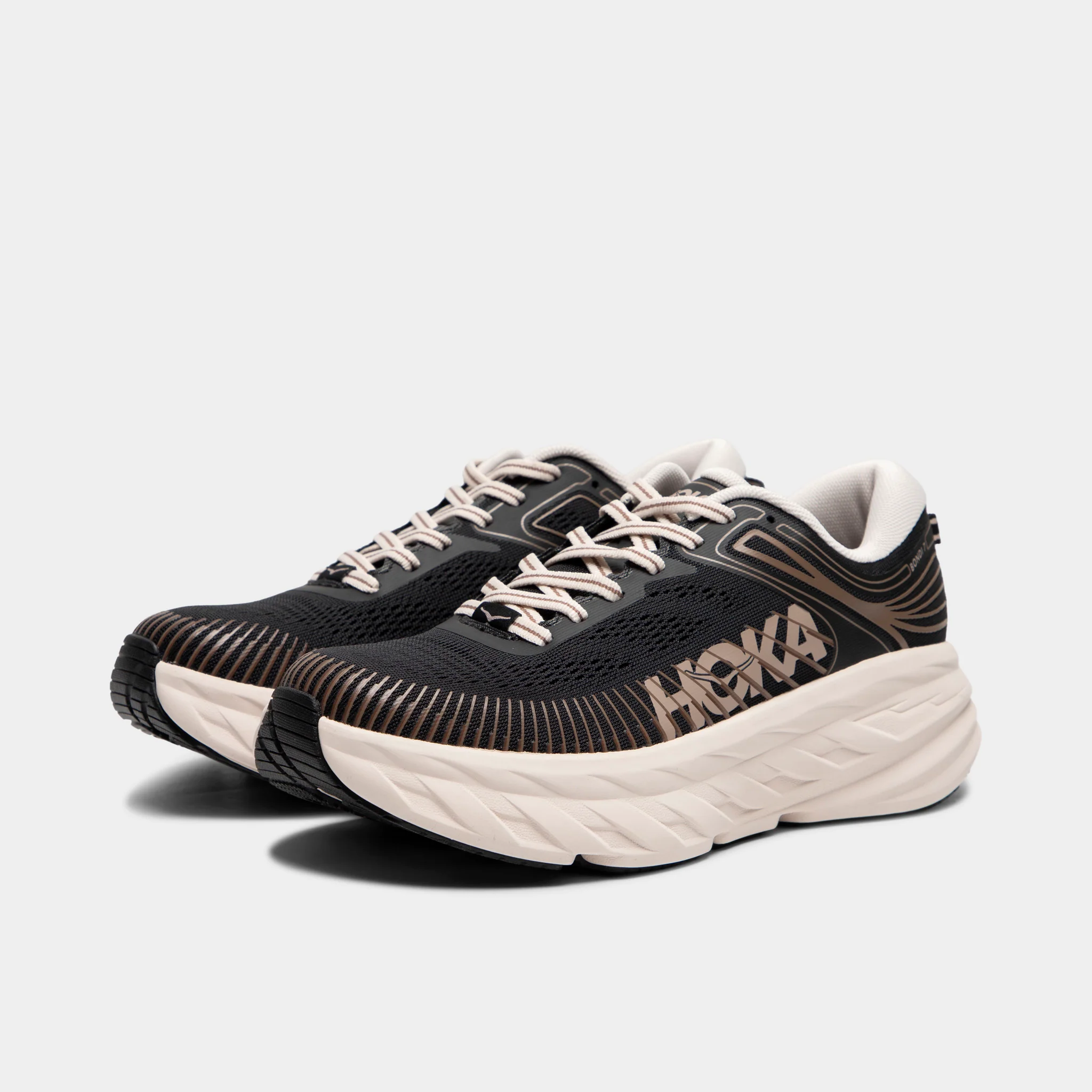 Hoka Women's Bondi 7 Black / Rose Cream - Image 2