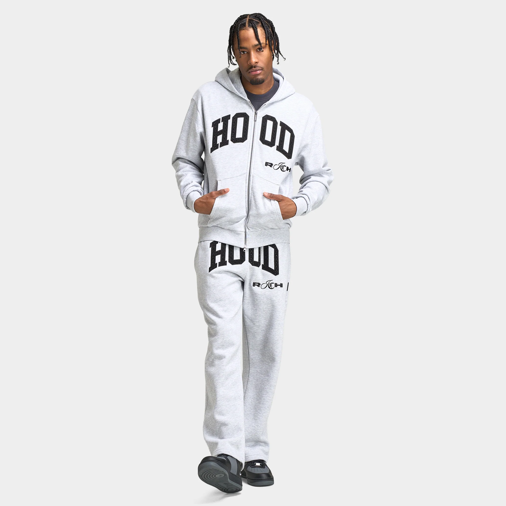 Hoodrich Captain Oversized Wide Leg Joggers / Heather Grey - Image 6