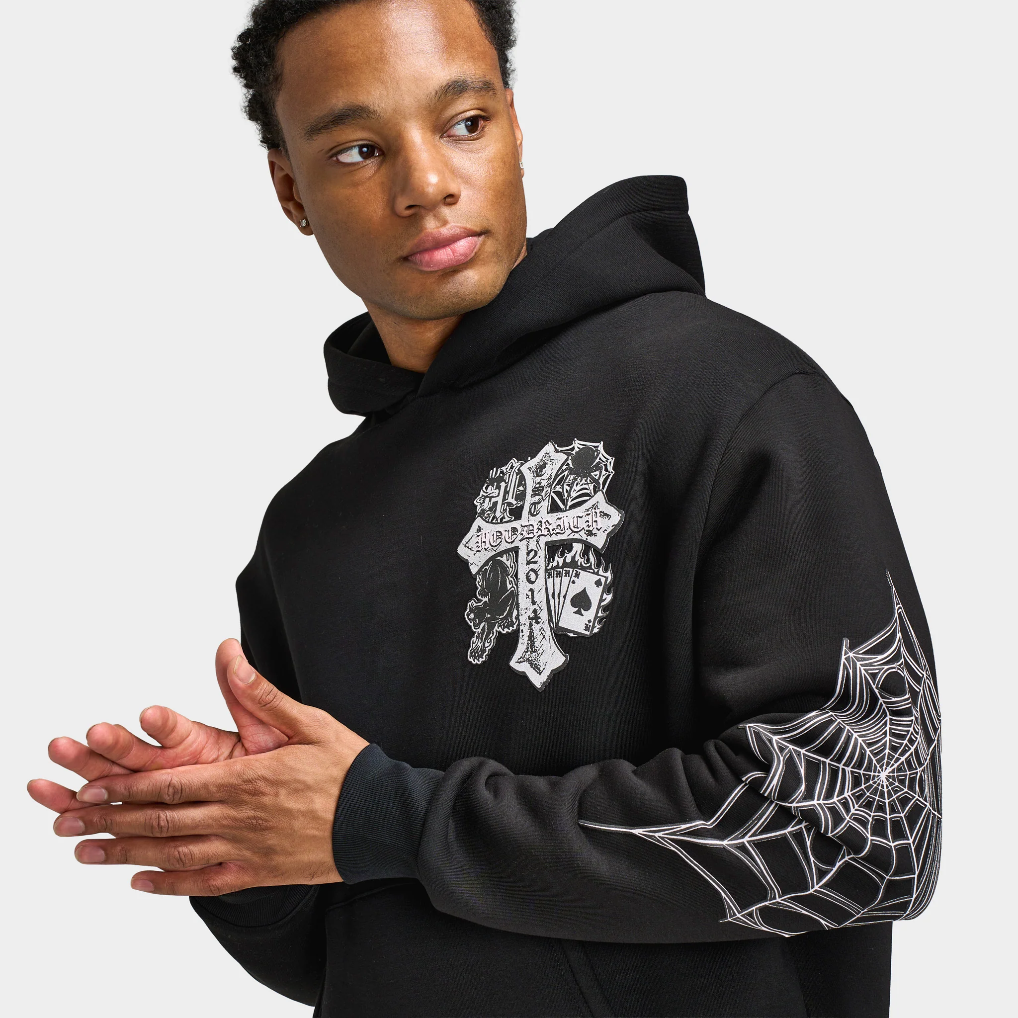 Hoodrich CROSS OVERSIZED HOODIE Black / Blue Dawn - Image 3