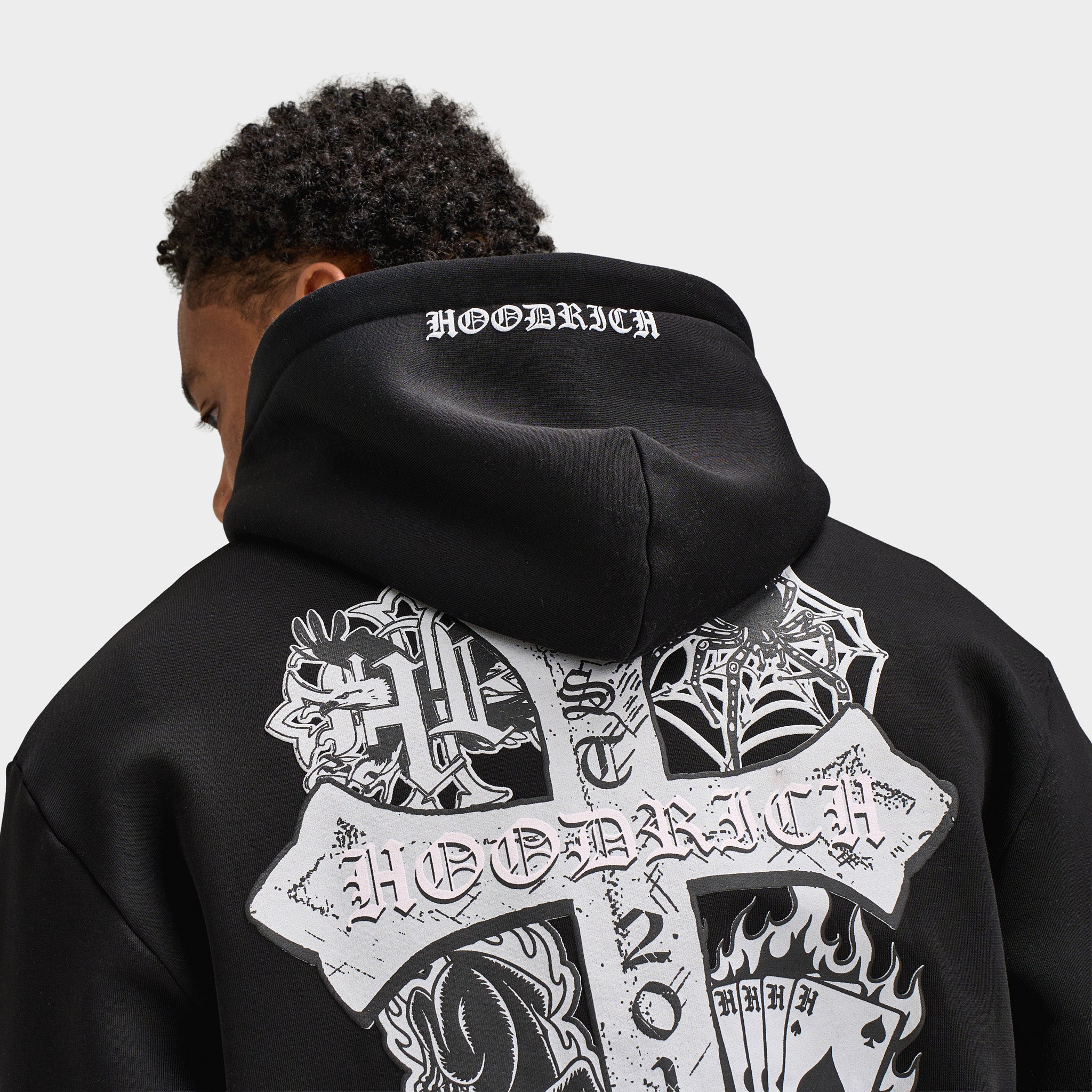 Hoodrich CROSS OVERSIZED HOODIE Black / Blue Dawn - Image 4