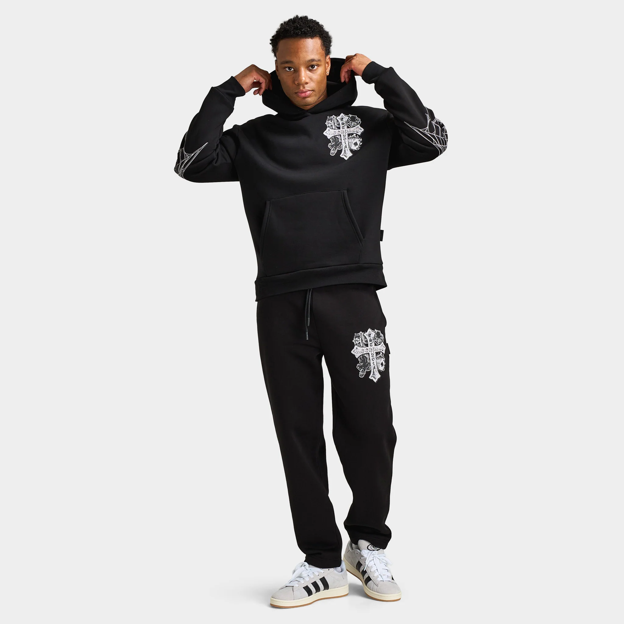 Hoodrich CROSS OVERSIZED HOODIE Black / Blue Dawn - Image 6