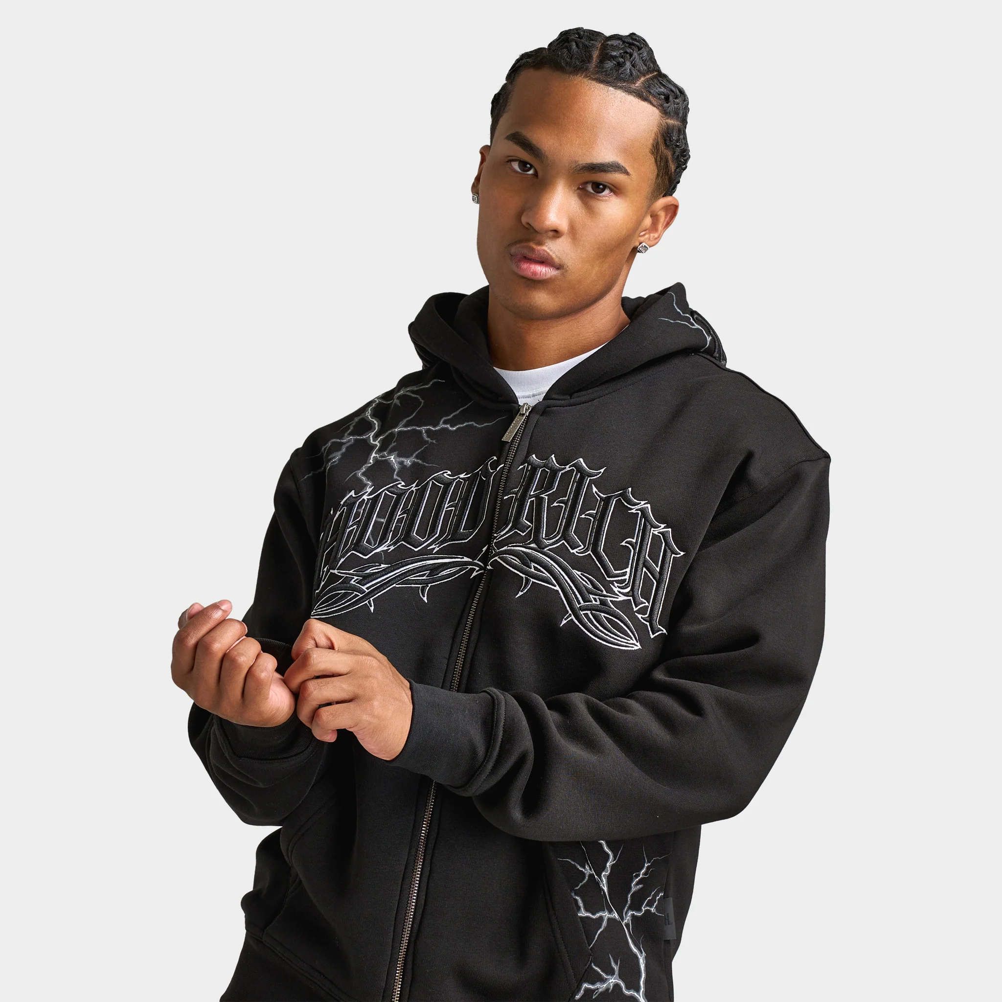 Hoodrich Dark Oversized Full-Zip Hoodie / Black - Image 3