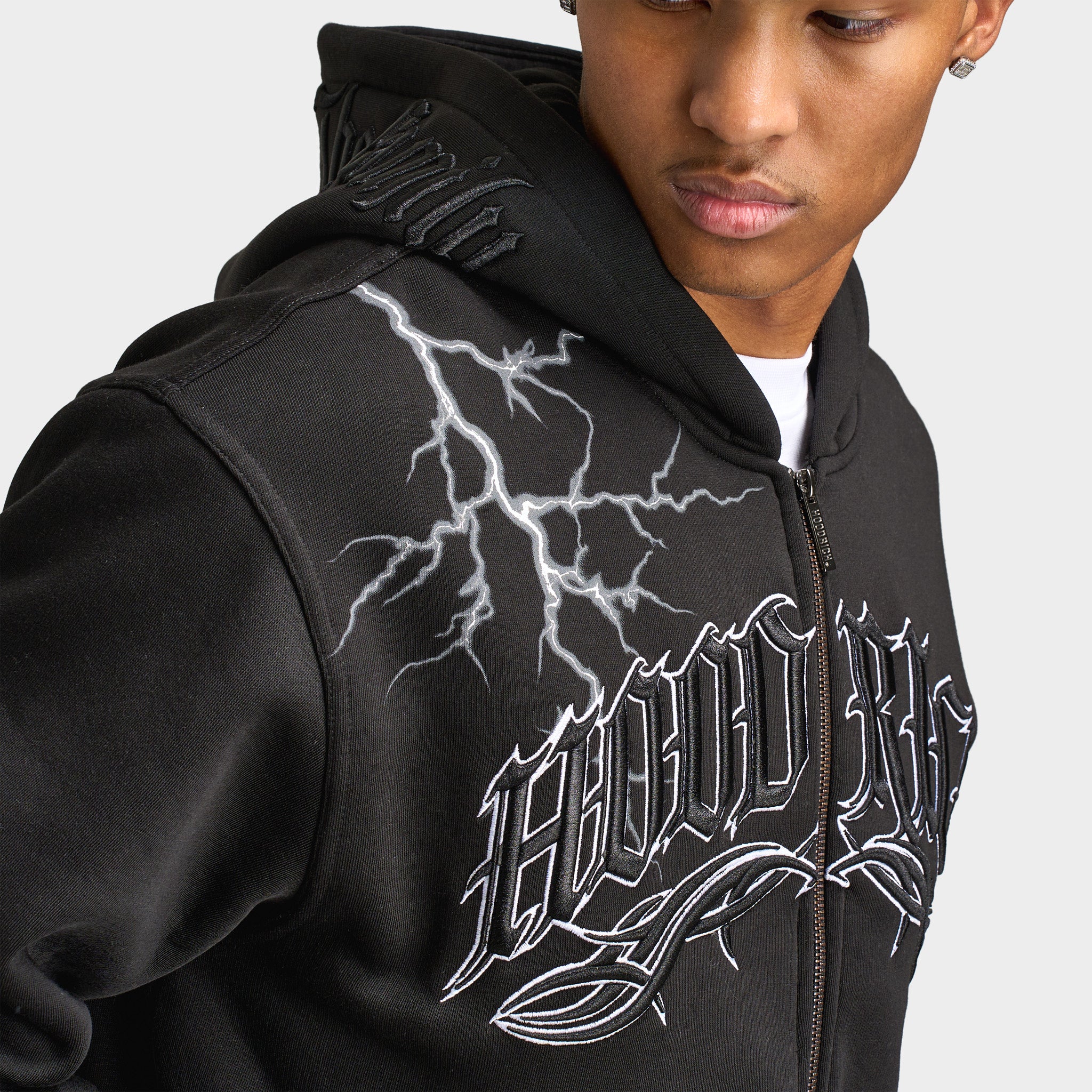 Hoodrich Dark Oversized Full-Zip Hoodie / Black - Image 4