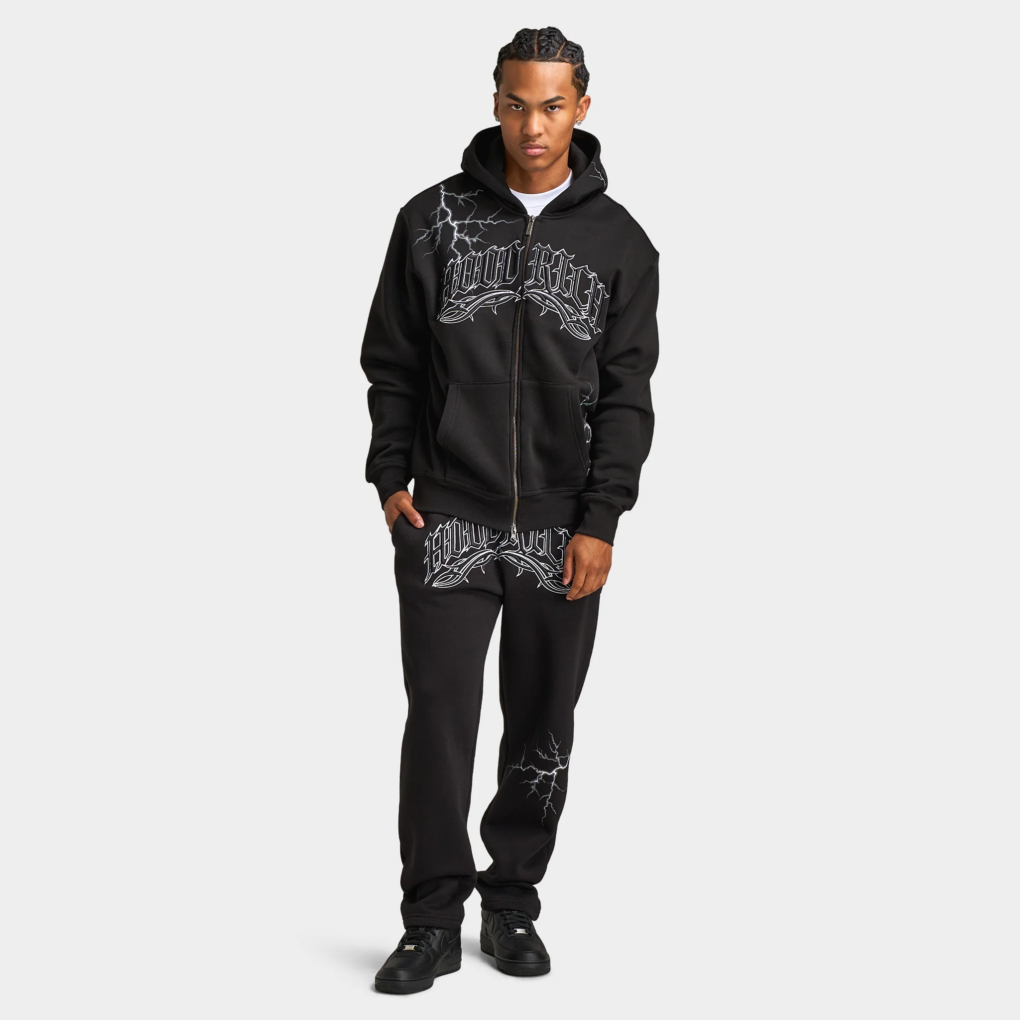 Hoodrich Dark Oversized Full-Zip Hoodie / Black - Image 7