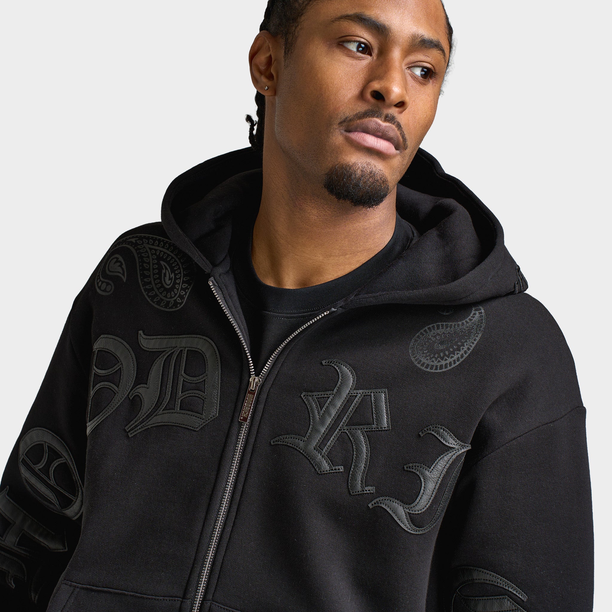 Hoodrich Inkline Oversized Zip Through Hoodie / Black - Image 3