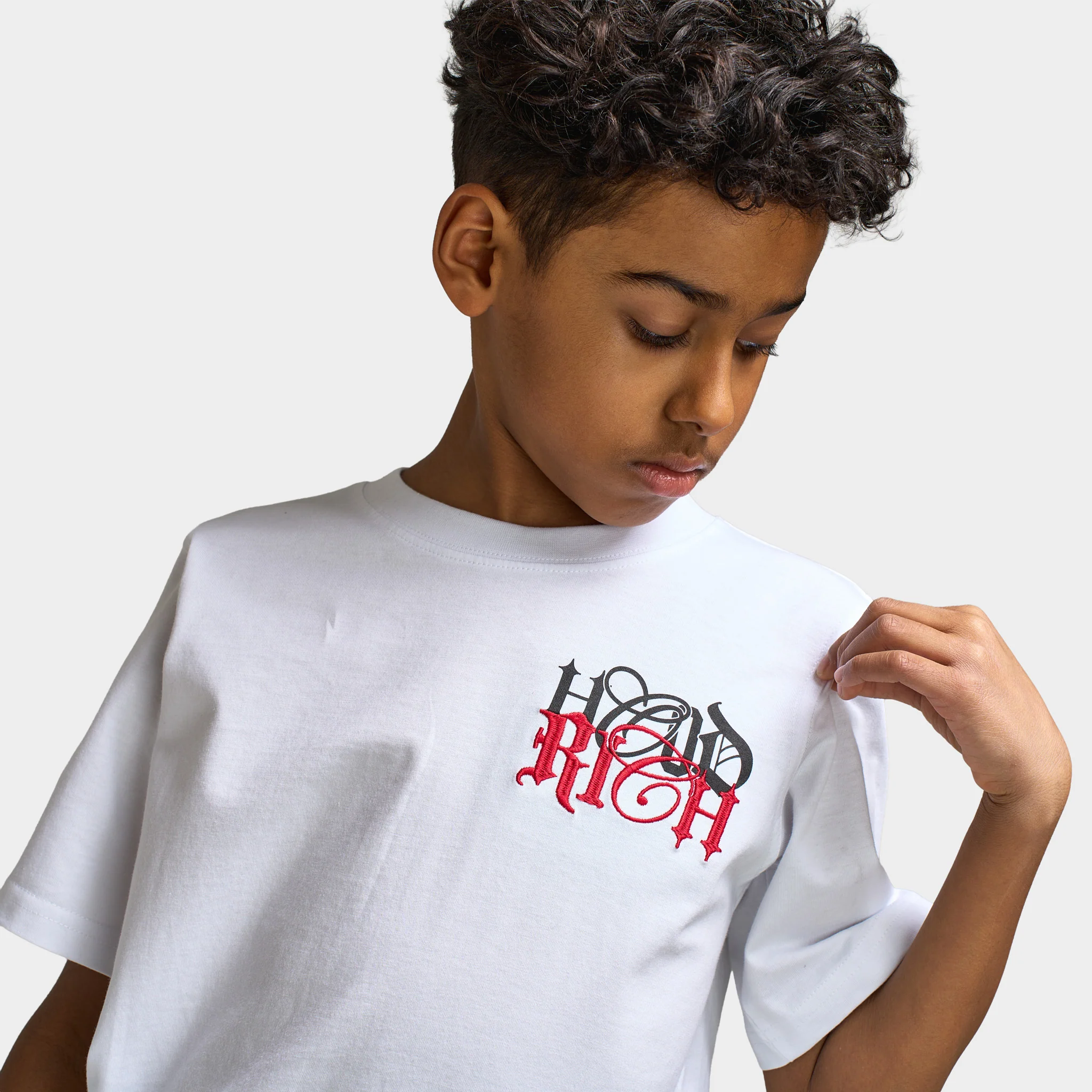 Hoodrich Junior Boys' Quest T-Shirt White / Black Lychee - Image 3