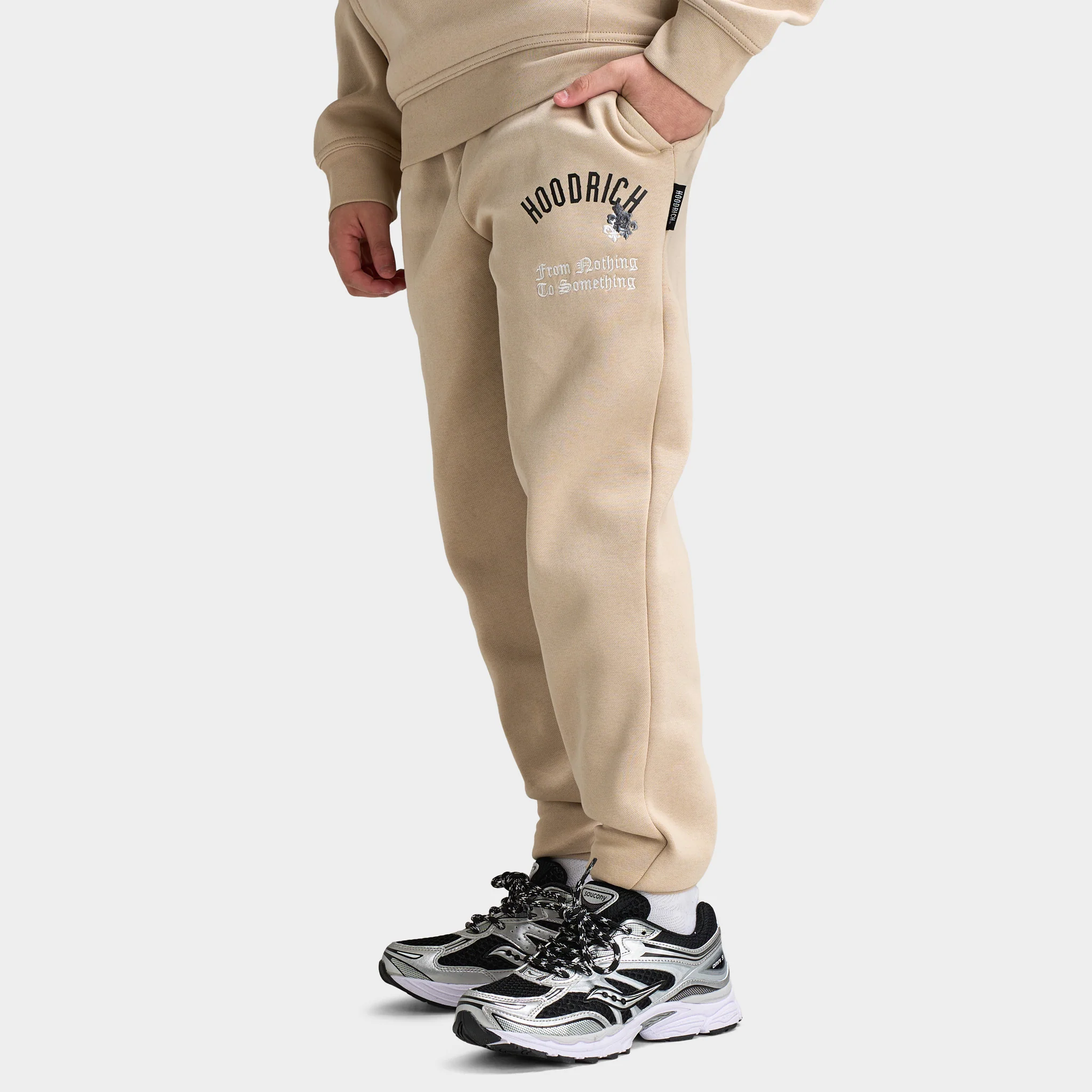Hoodrich Junior Boy's Shadow Ribbed Cuff Jogger Oxford Tan / Black - White - Image 2
