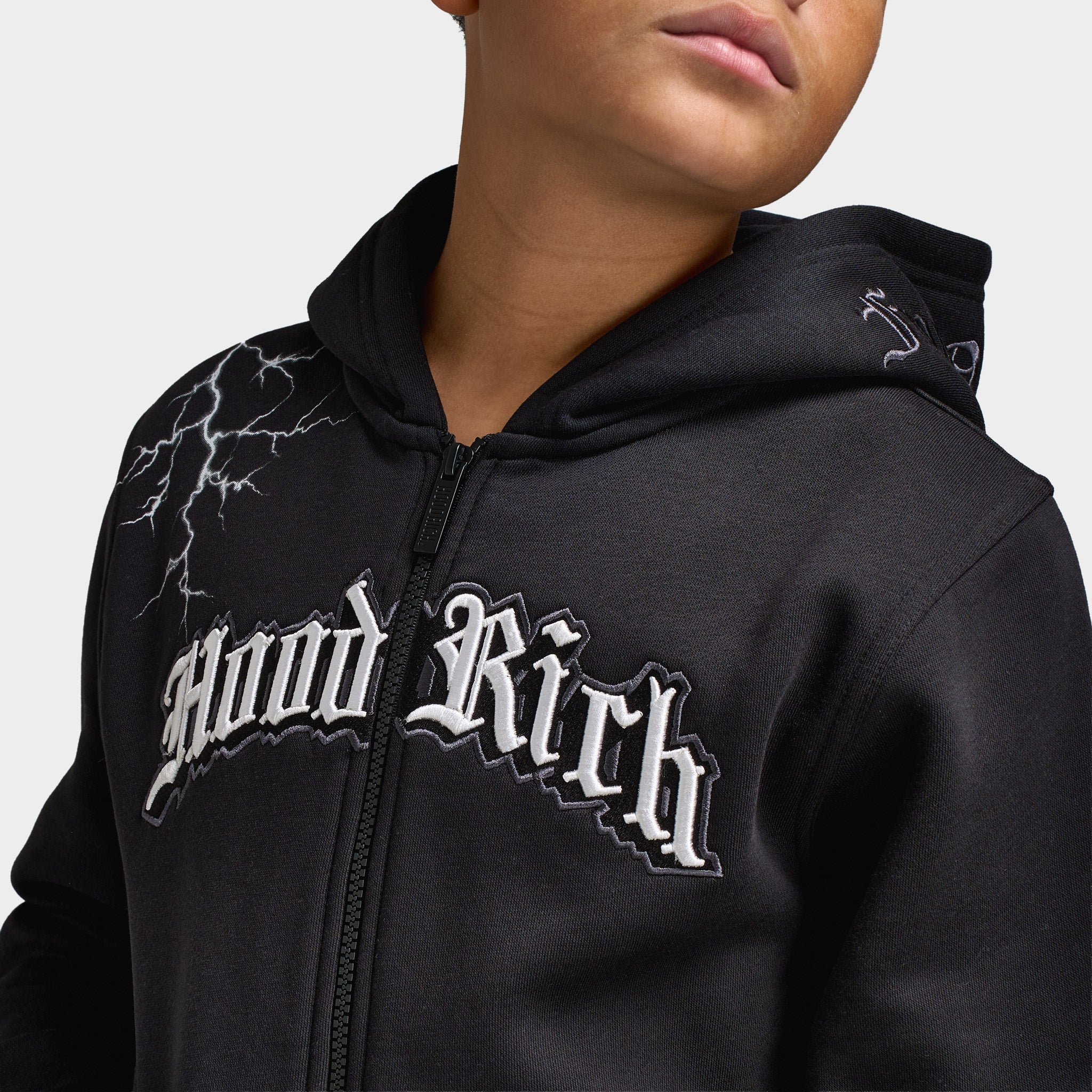 Hoodrich Juniors' Dark Lightning Fullzip Hoodie / Black - Image 3