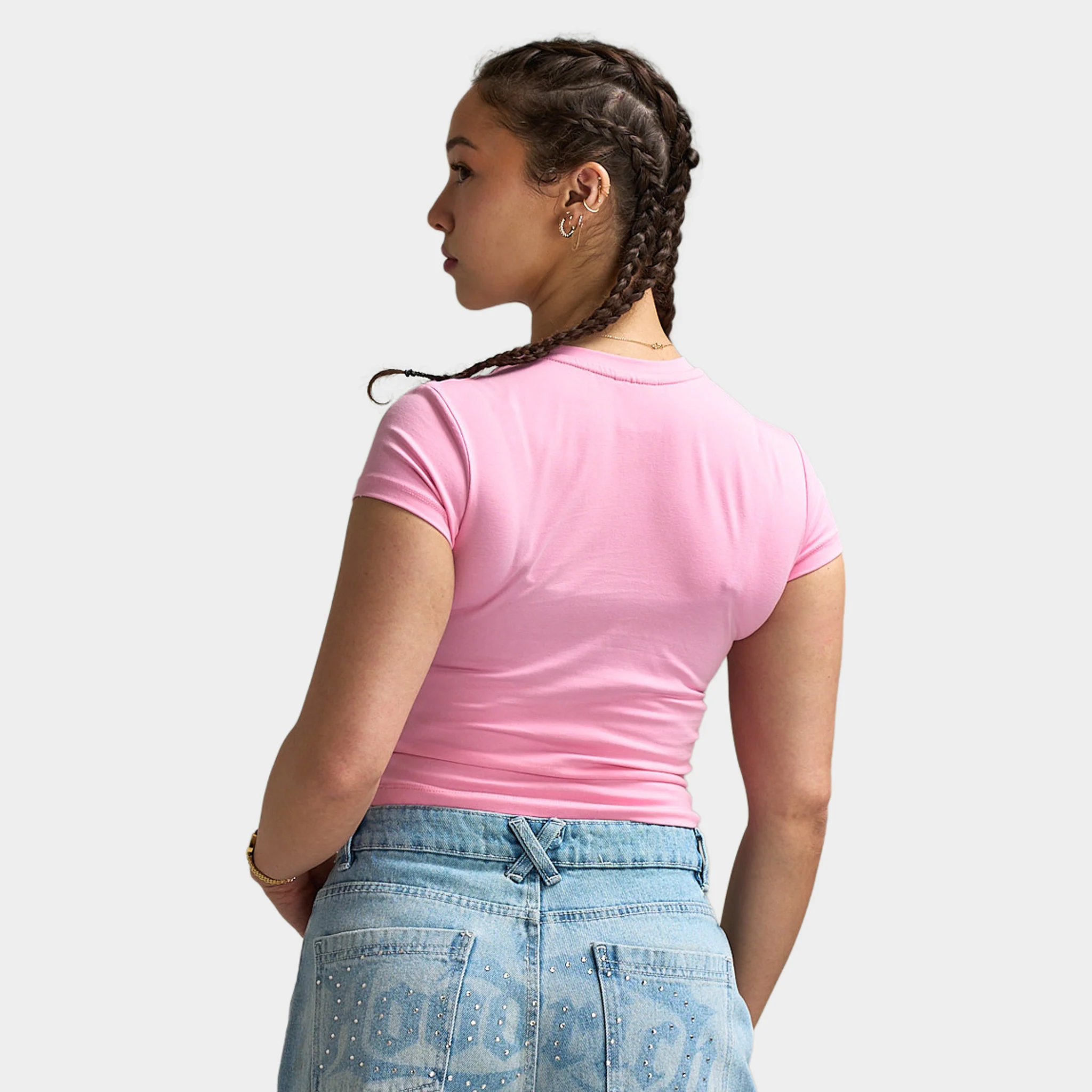 Hoodrich Luz Capped Fitted T-Shirt Bergonia Pink / Silver Rhinestone - Image 2