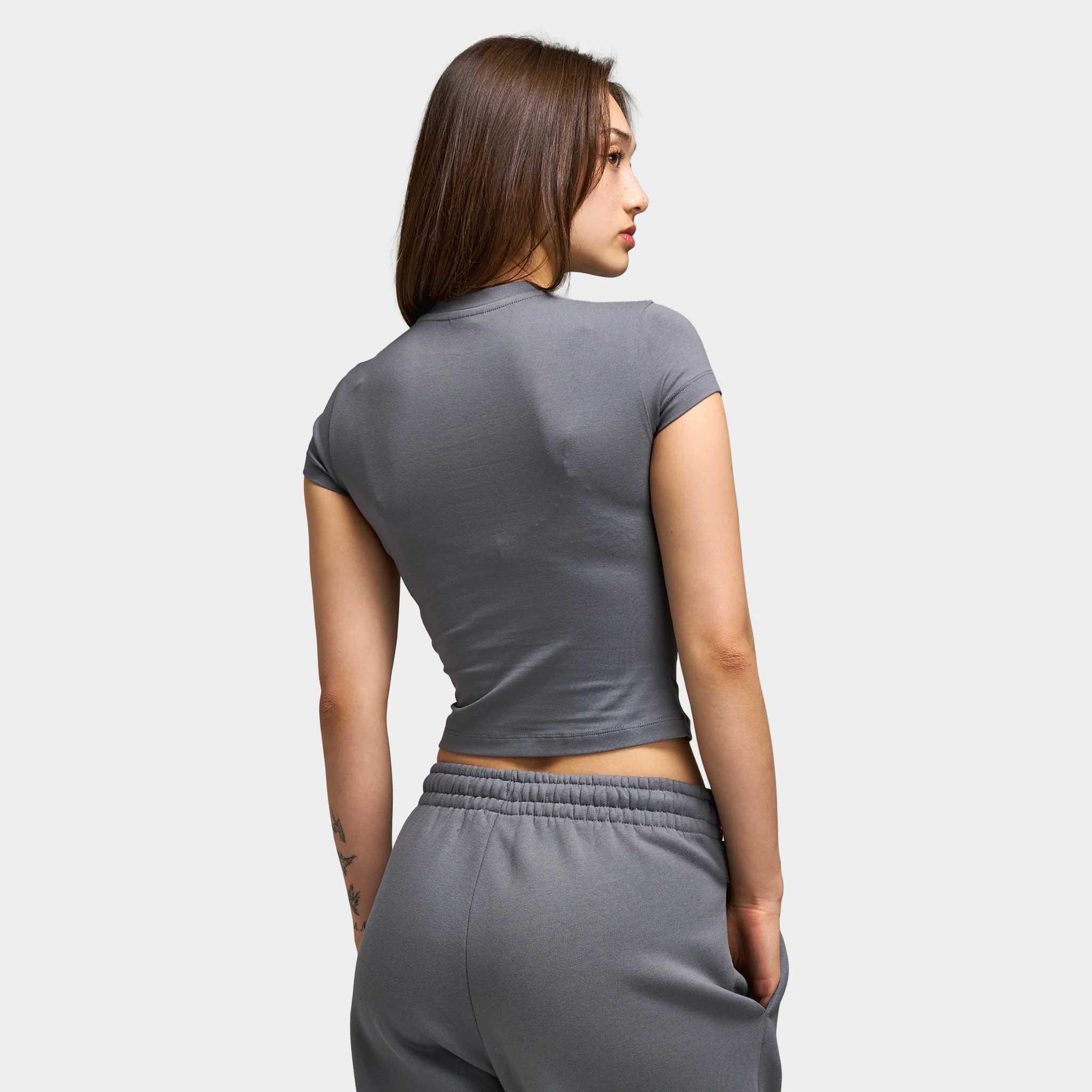 Hoodrich Luz Cropped Fitted T-Shirt / Grey - Image 2