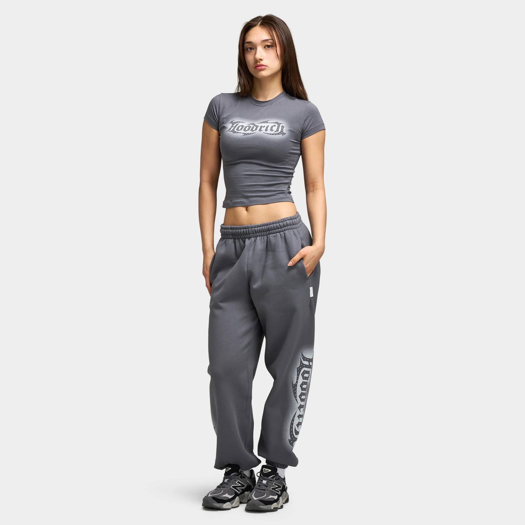 Hoodrich Luz Cropped Fitted T-Shirt / Grey - Image 3