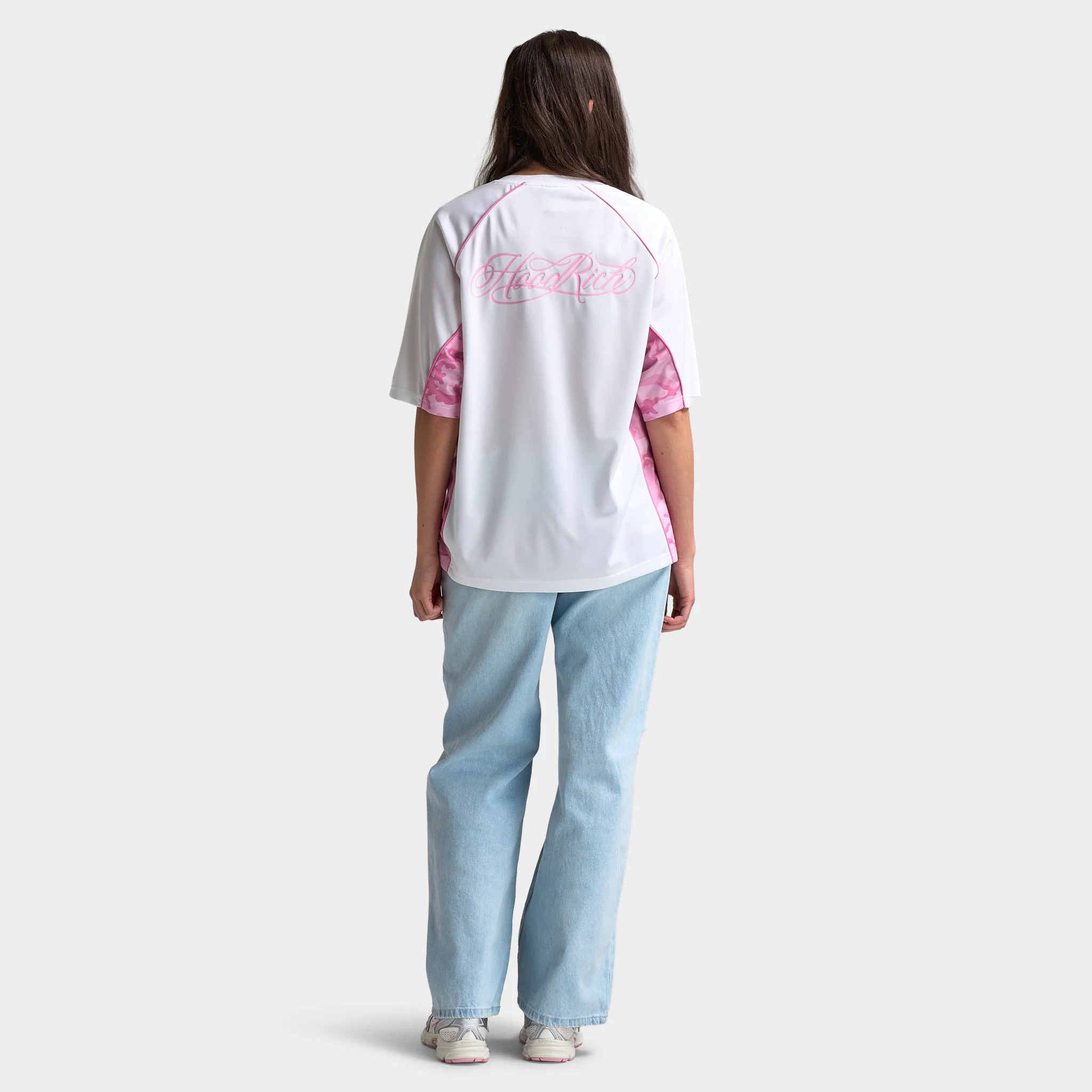 Hoodrich Oversized V Neck Raglan Jersey  White / Lilac Sachet - Pink Cam - Image 6