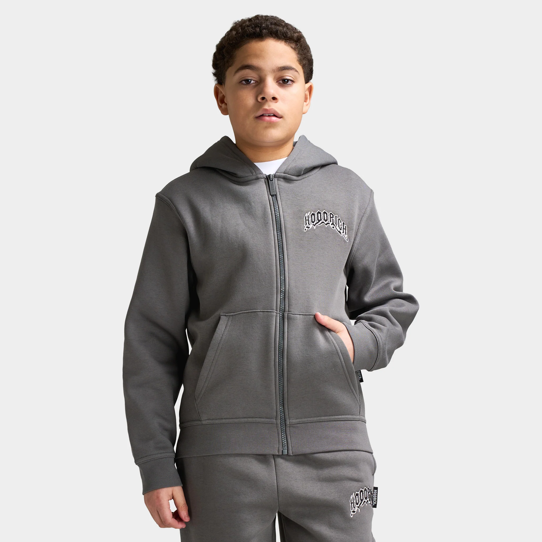 Hoodrich Juniors' Ritual Two Panel Full-Zip Through Hoodie Lava / White - Black - Image 2