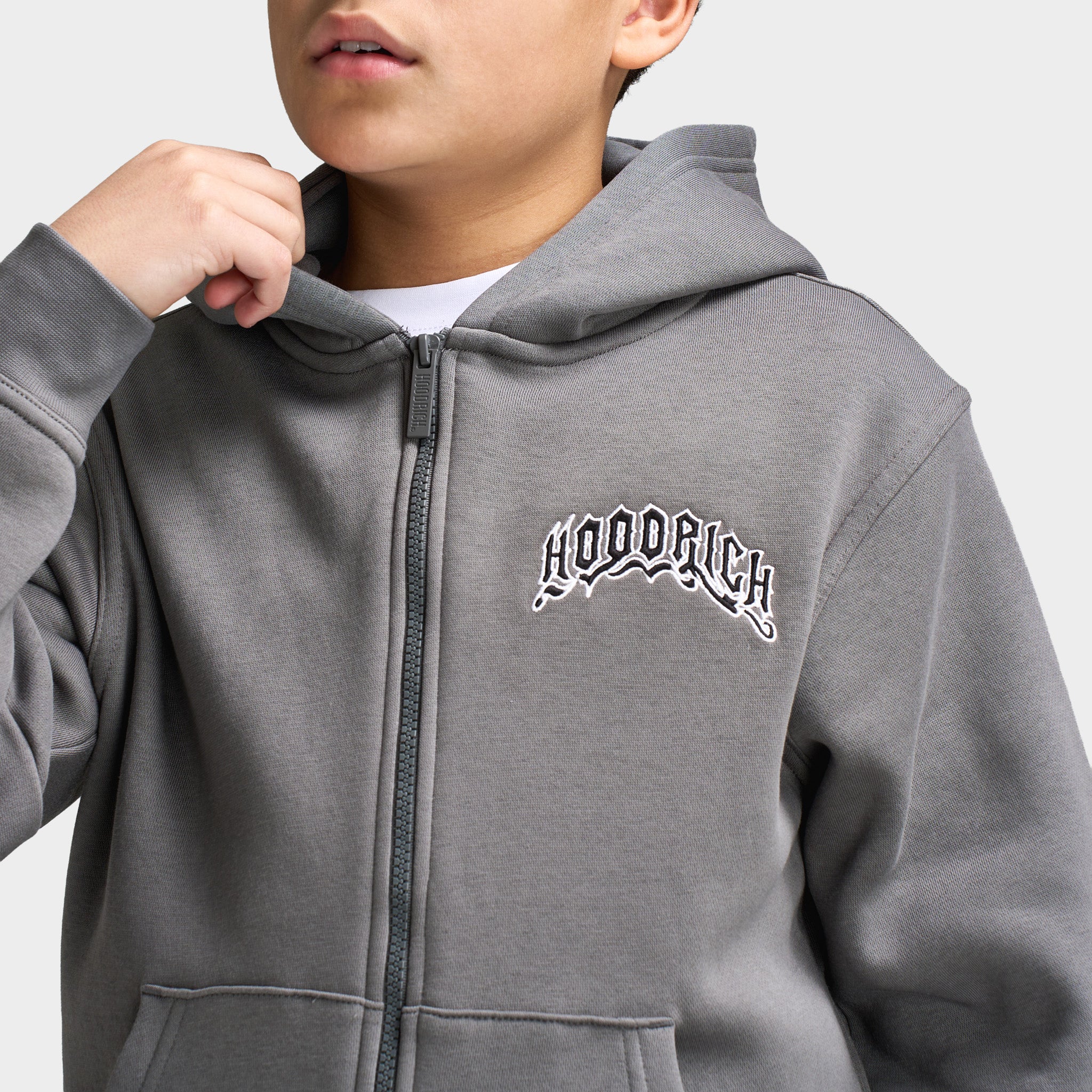 Hoodrich Juniors' Ritual Two Panel Full-Zip Through Hoodie Lava / White - Black - Image 4
