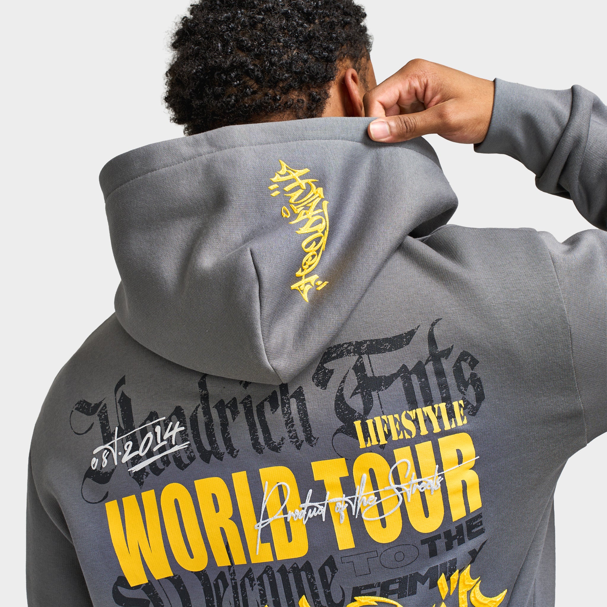 Hoodrich Stamp Tour V2 - Oversized Zip Through Hoodie / Grey - Image 3