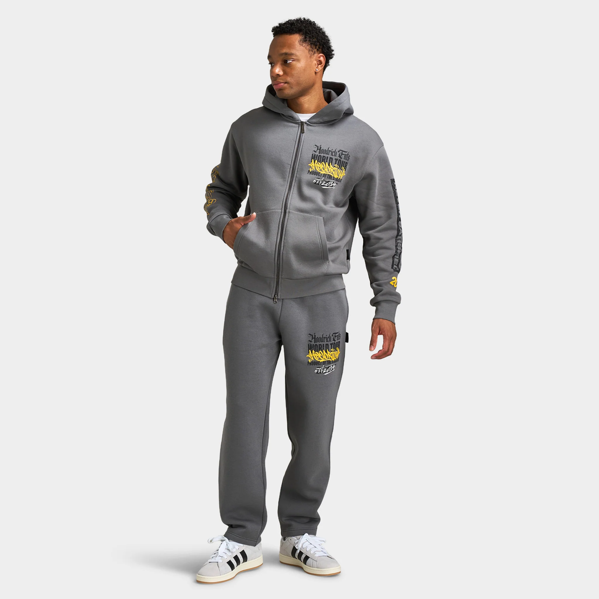 Hoodrich Stamp Tour V2 - Oversized Zip Through Hoodie / Grey - Image 6