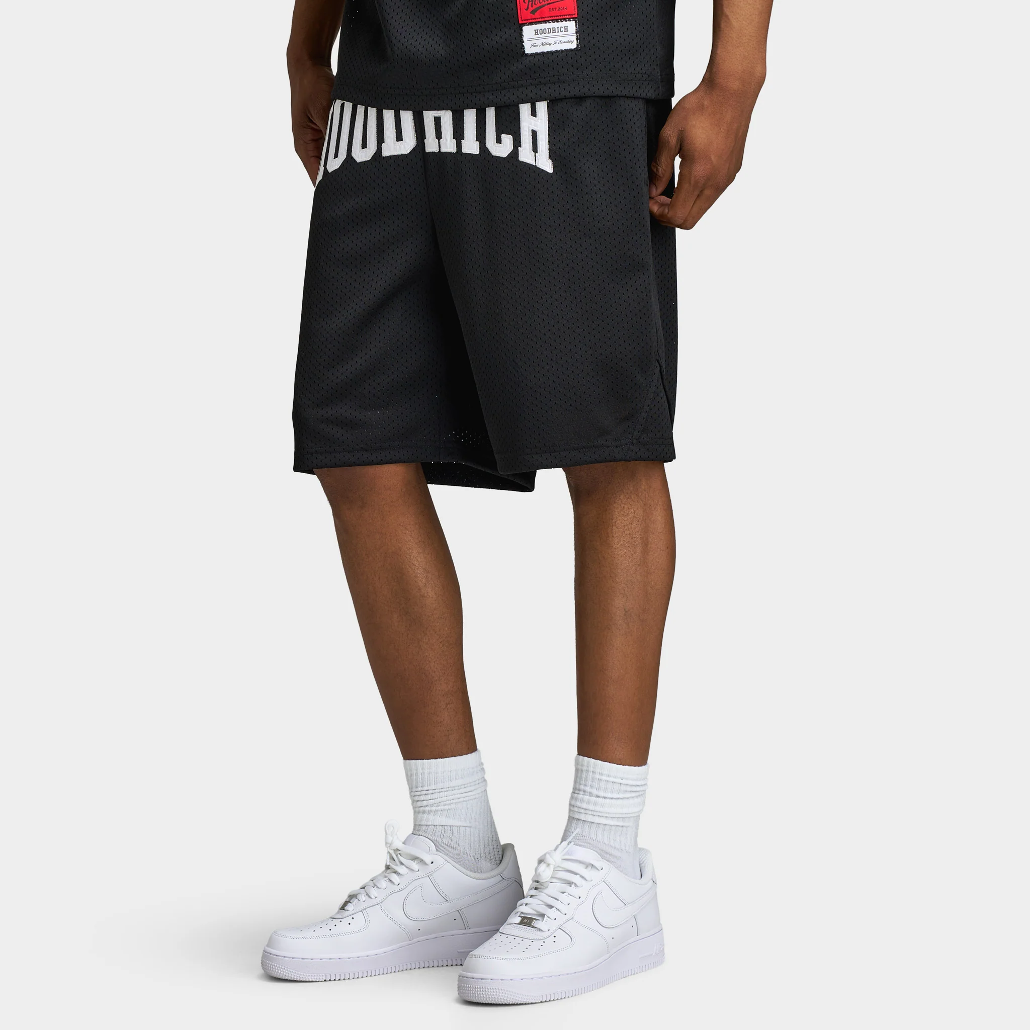 Hoodrich Varsity Oversized Mesh Shorts Black / White - Image 2