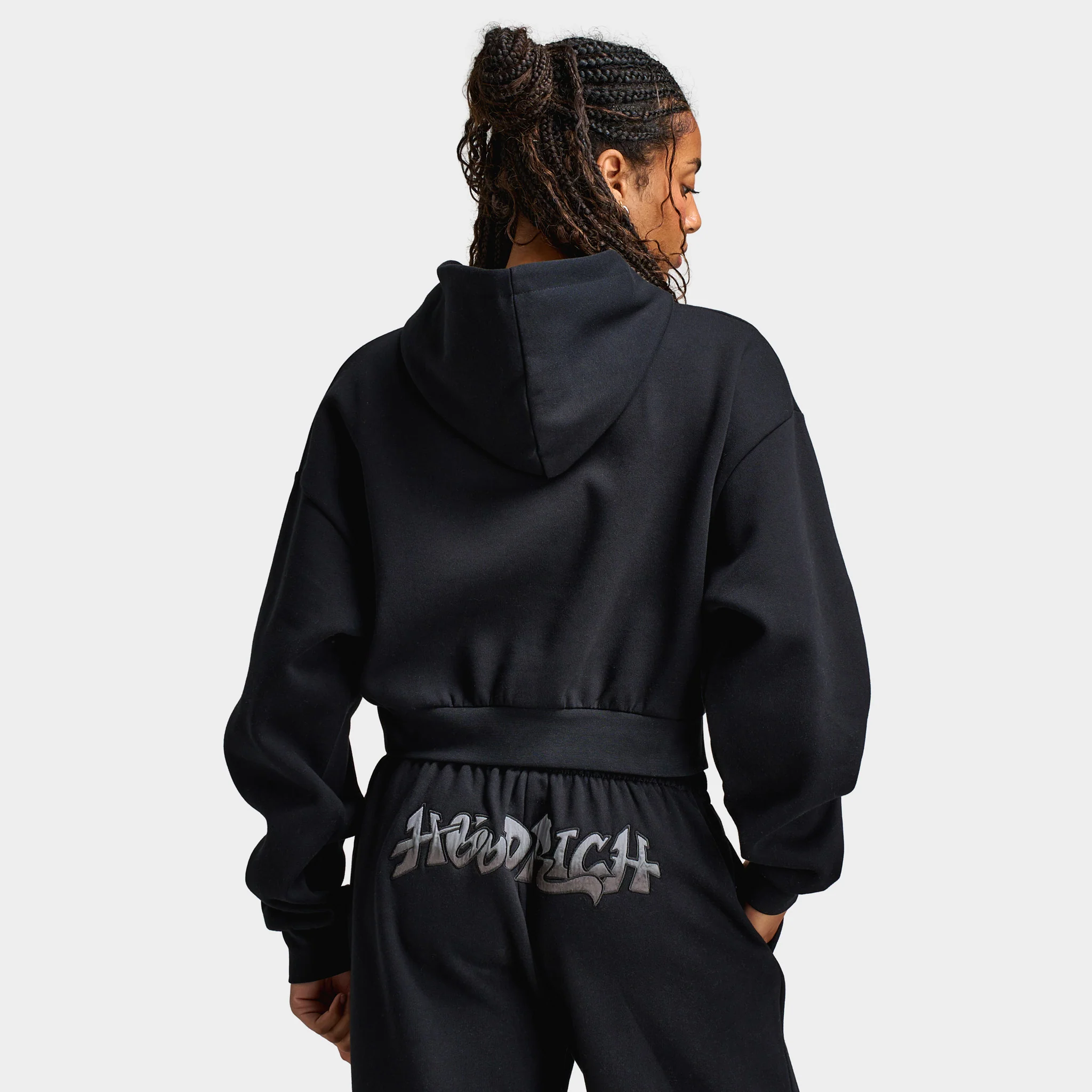 Hoodrich Women's Boxy Hoodie With Satin Applique Black / Black Satin - Image 2