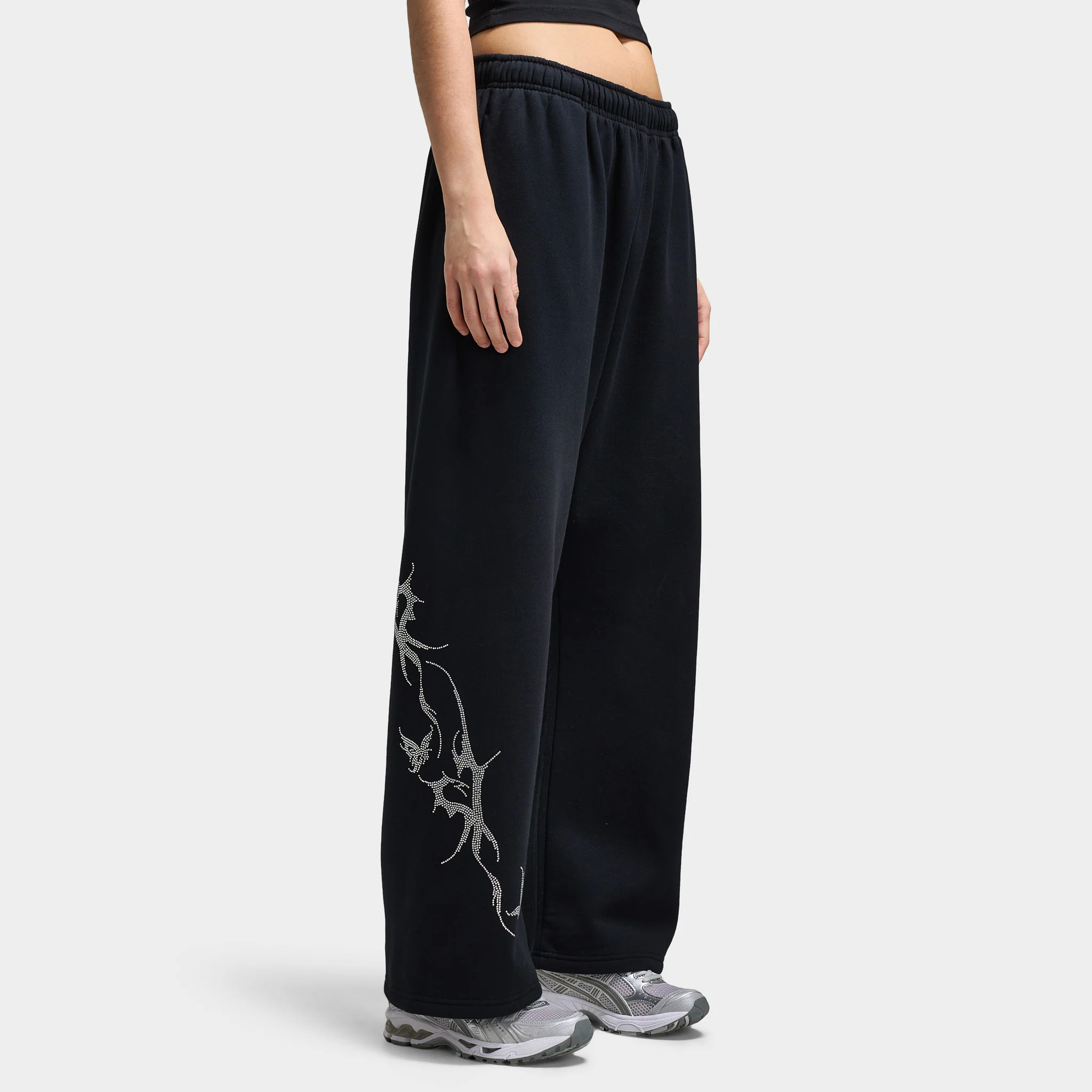 Hoodrich Women's Diffuse Oversized Wide Leg Jogger Black / Silver Rhinestones - Image 3