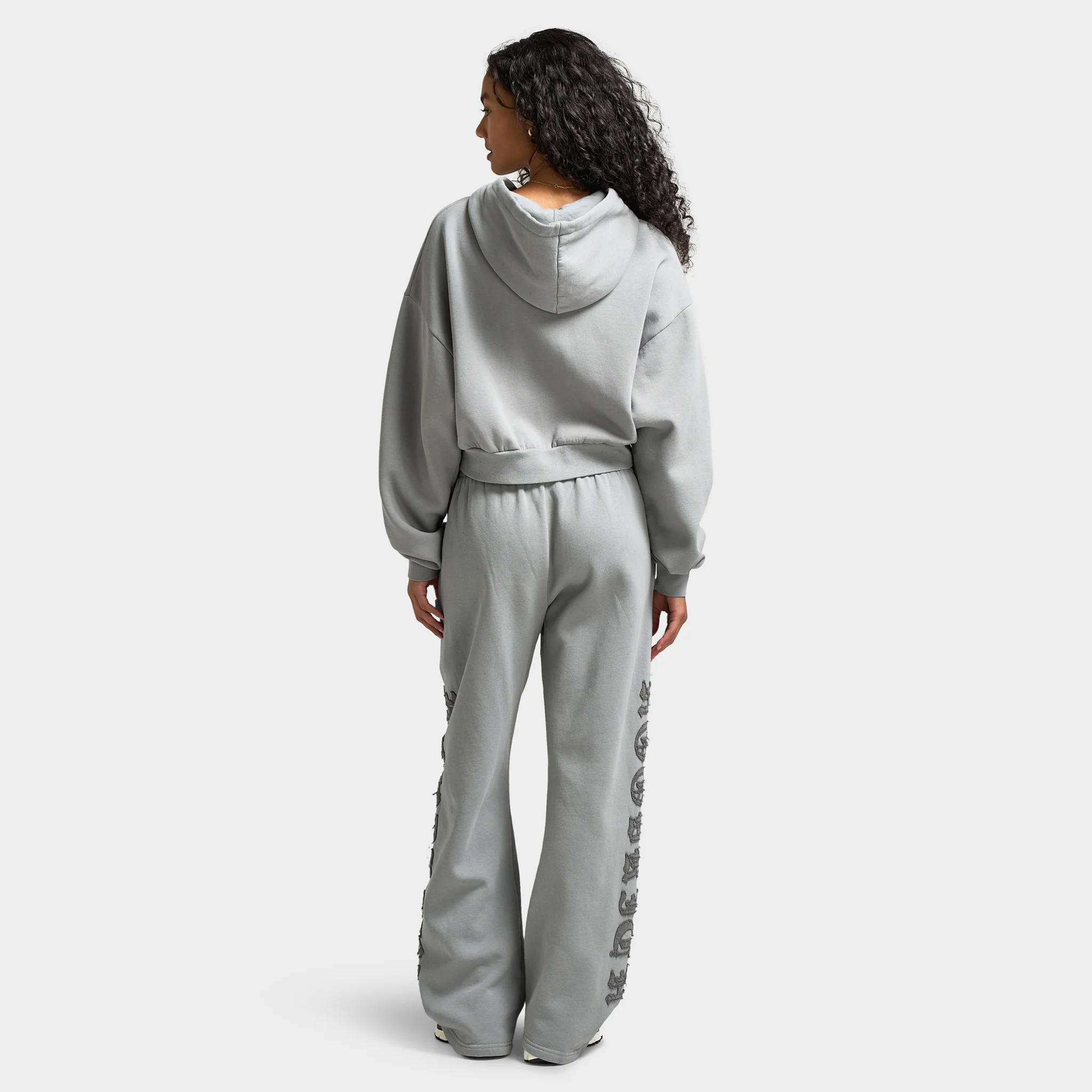 Hoodrich Women's Drea Cropped Boxy Hoodie Light Grey Marl / Lava Smoke - Image 5