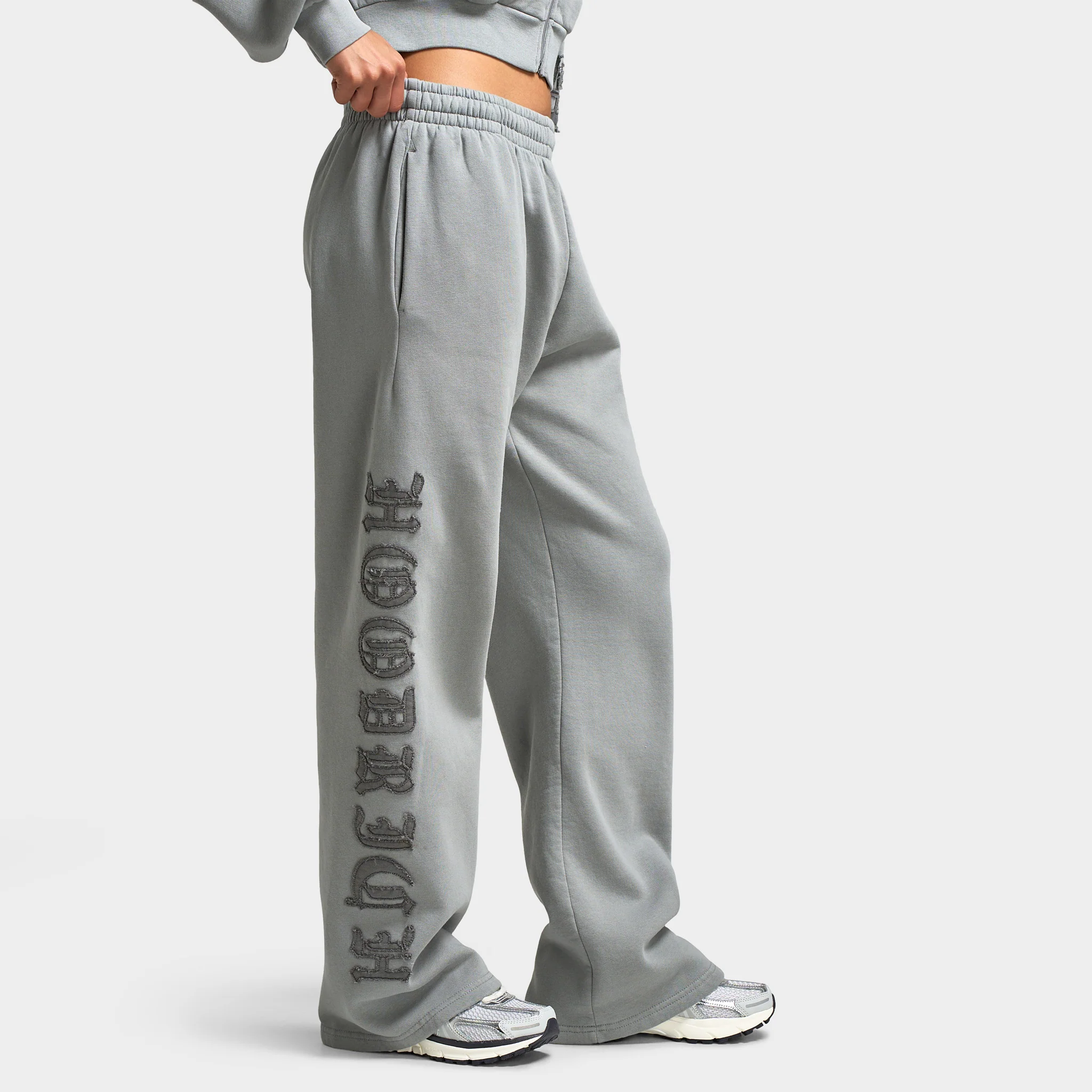 Hoodrich Women's Drea Wide Leg Joggers Light Grey Marl / Lava Smoke - Image 4