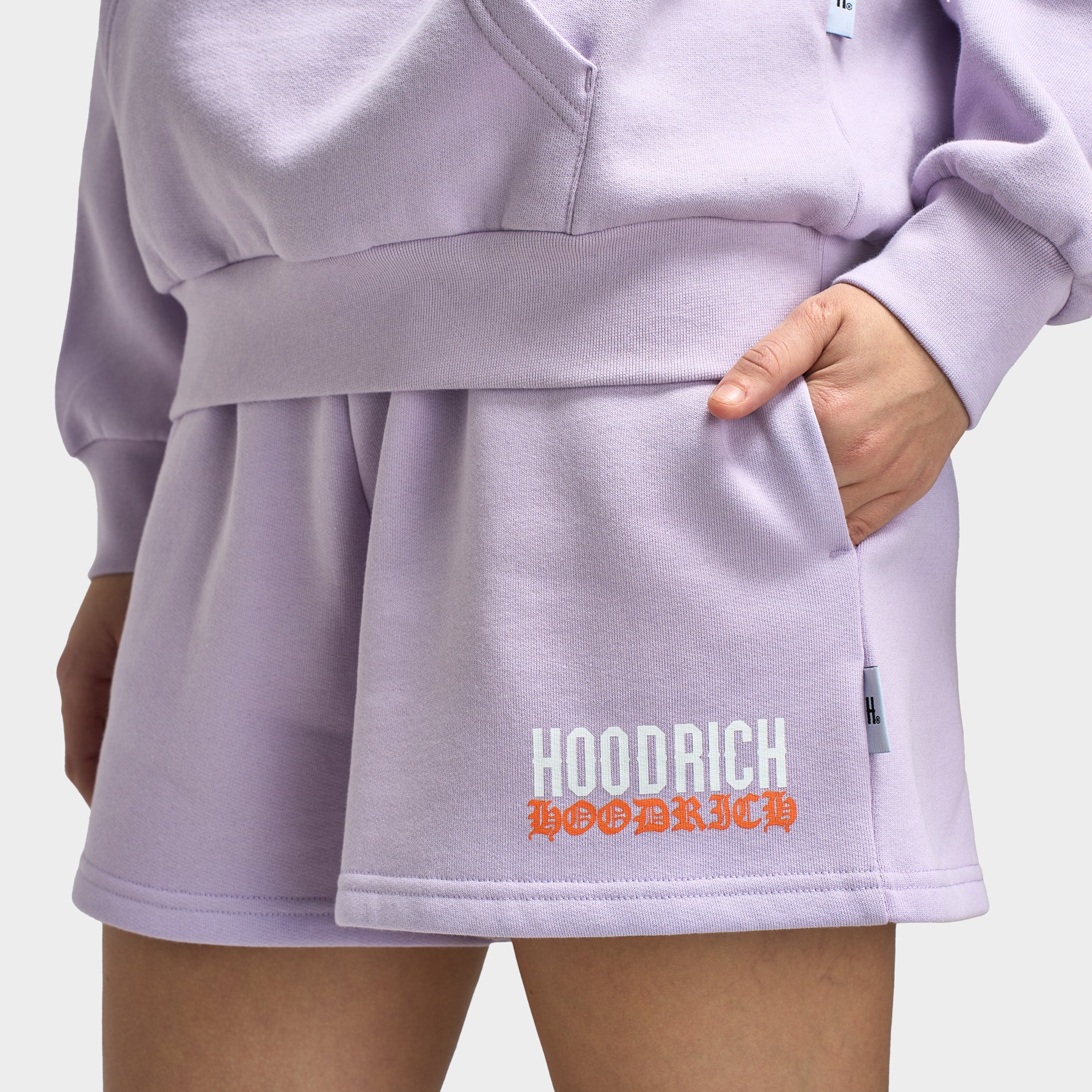Hoodrich Women's Flex Sweatshorts Pastel Lilac / Persimmon Orange - Image 5