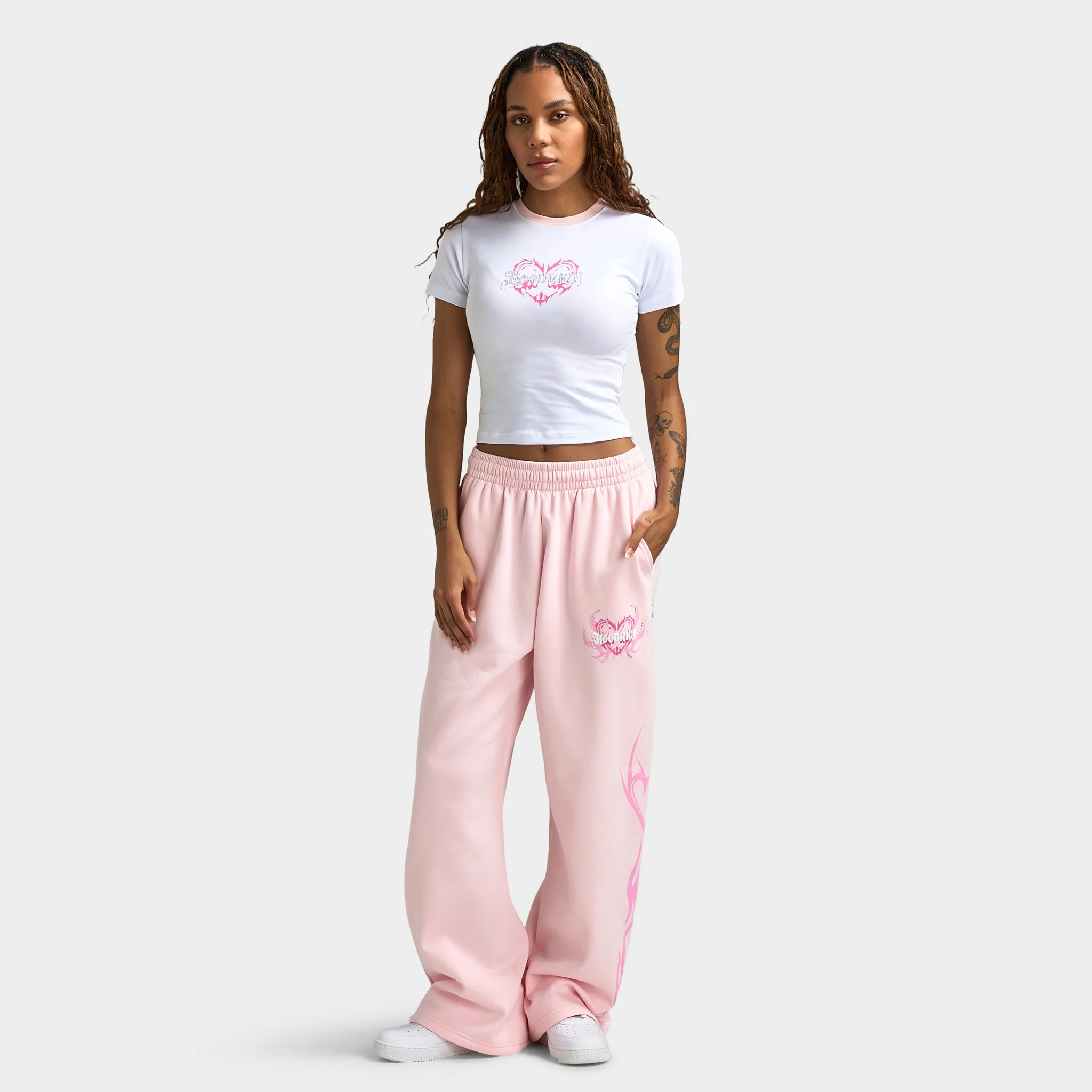 Hoodrich Women's Flux Oversized Wide Leg Joggers / Pink - Image 6