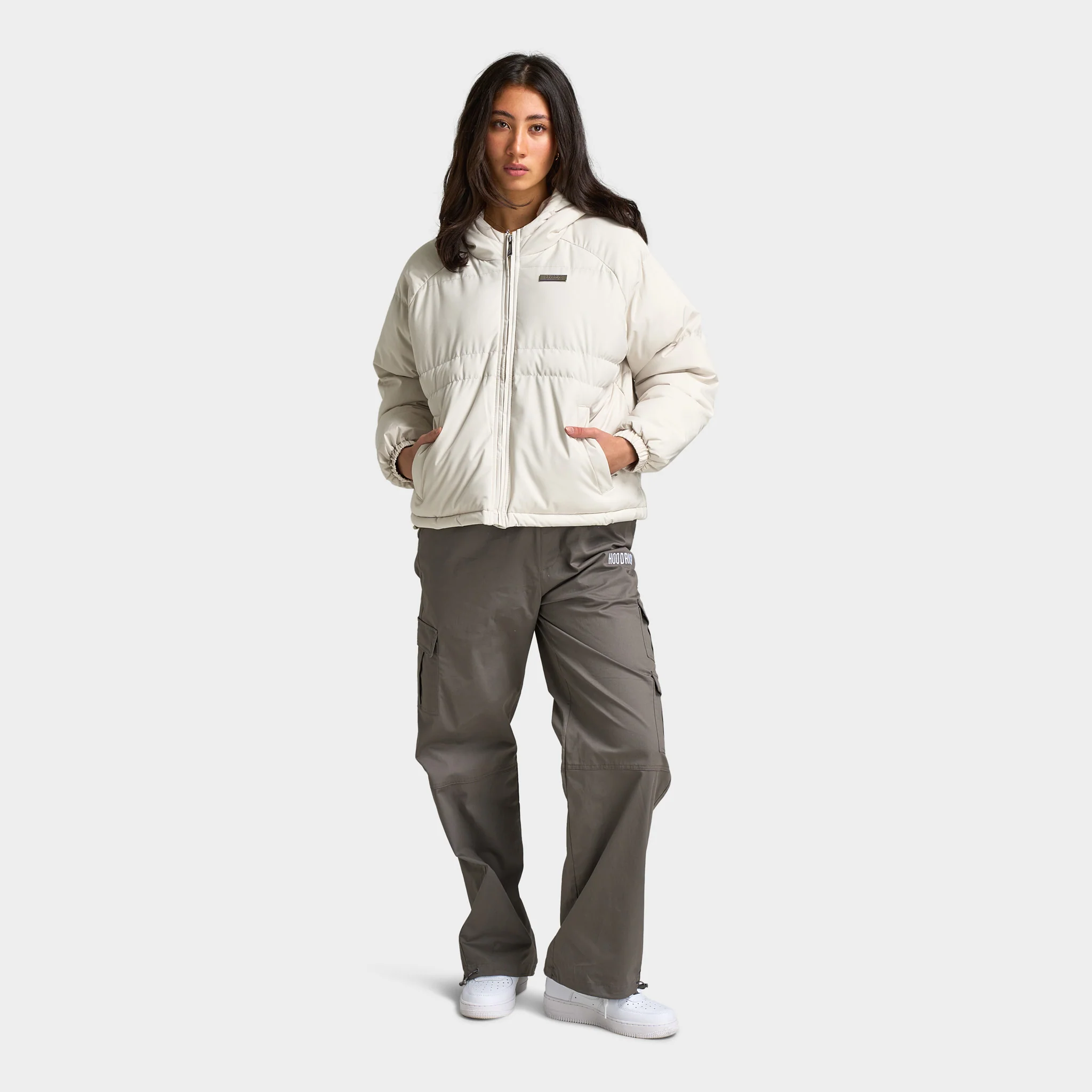 Hoodrich Women's Lara Puffer Jacket Bone Silver / White - Image 6