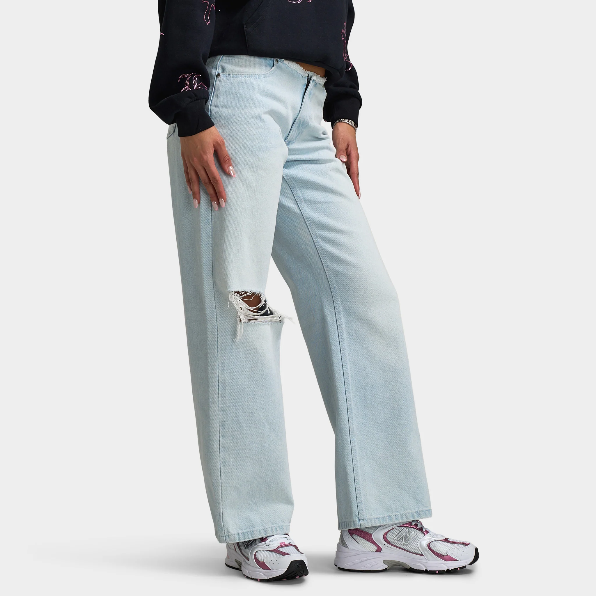 Hoodrich Women's Solace Low Rise Wide Leg Jeans / Light Blue - Image 4