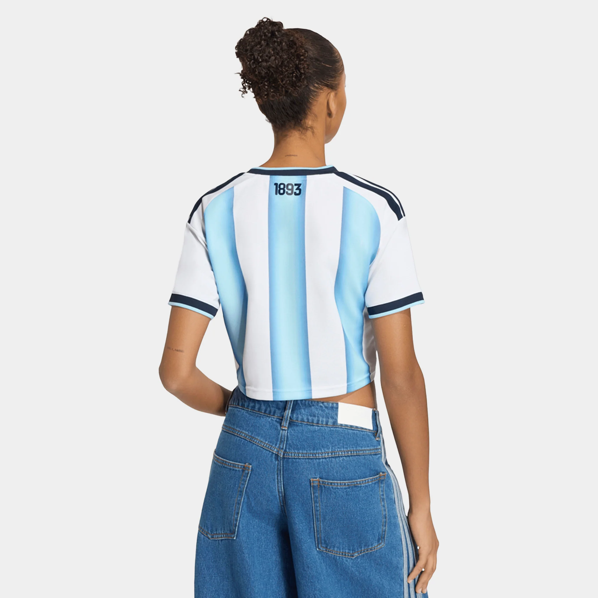 adidas Women's Argentina Jersey Cropped White / Blue - Image 2