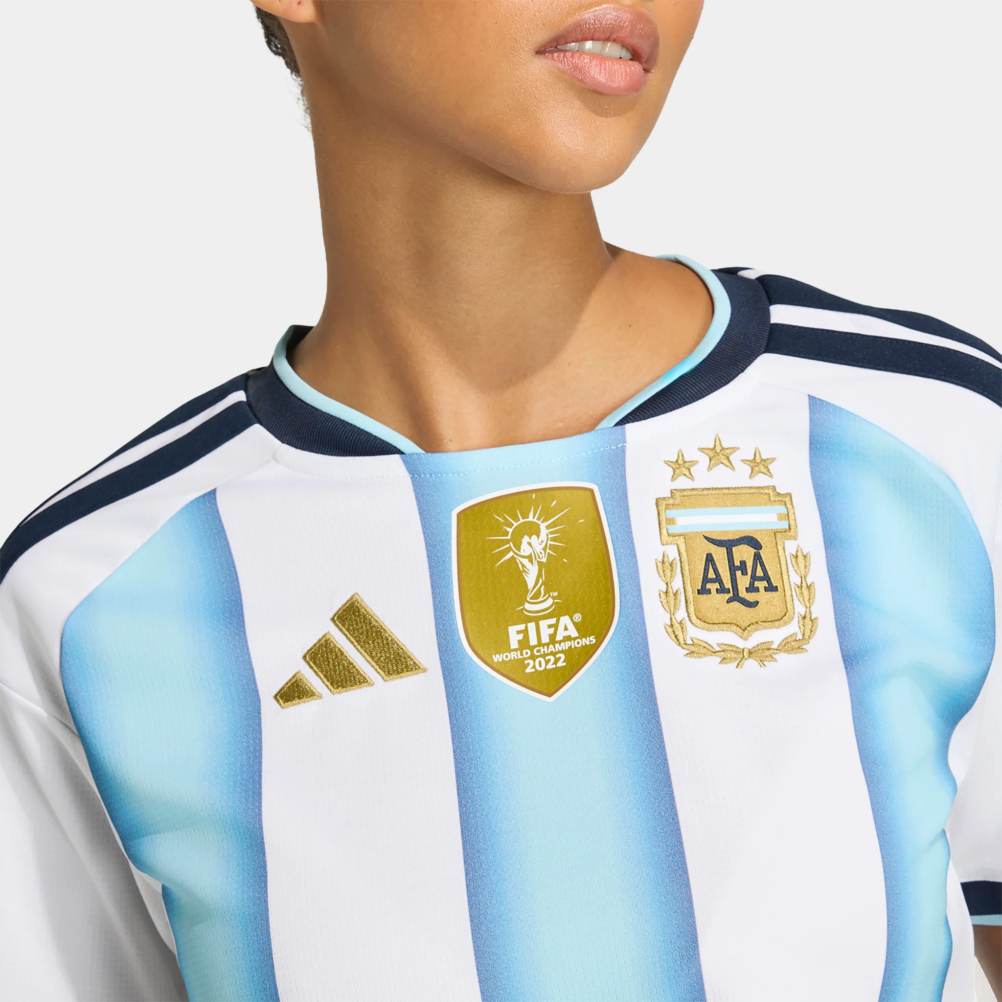 adidas Women's Argentina Jersey Cropped White / Blue - Image 3