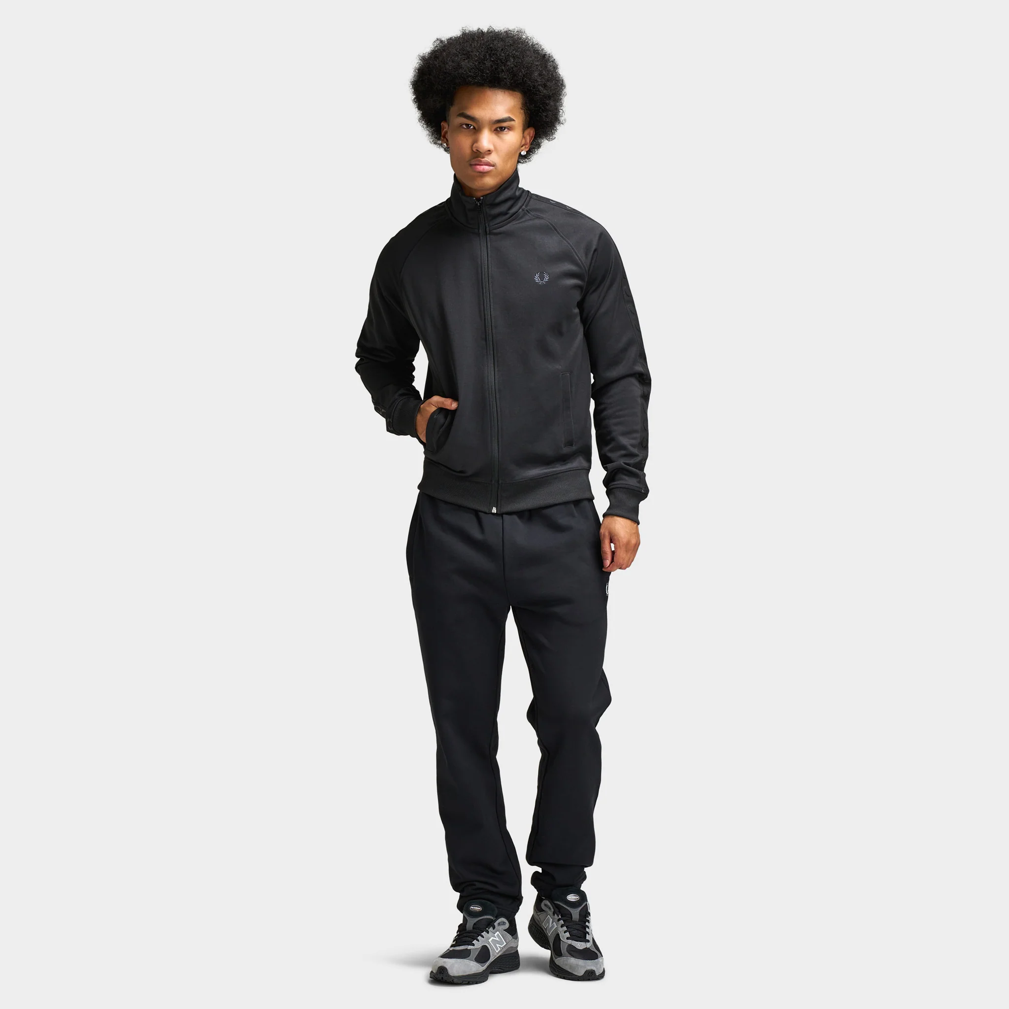 Fred Perry Contrast Tape Track Jacket Black / Black - Image 2
