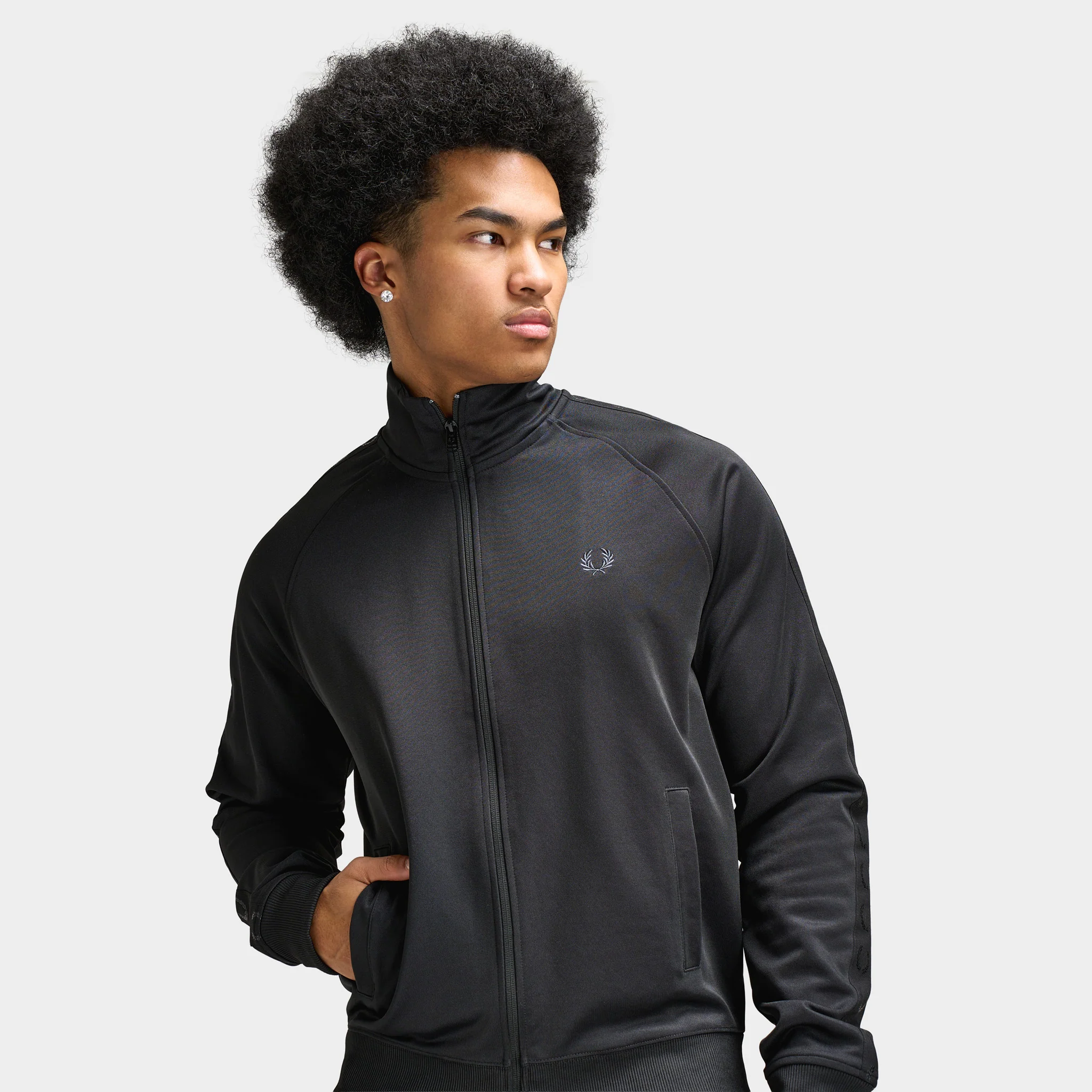 Fred Perry Contrast Tape Track Jacket Black / Black - Image 5