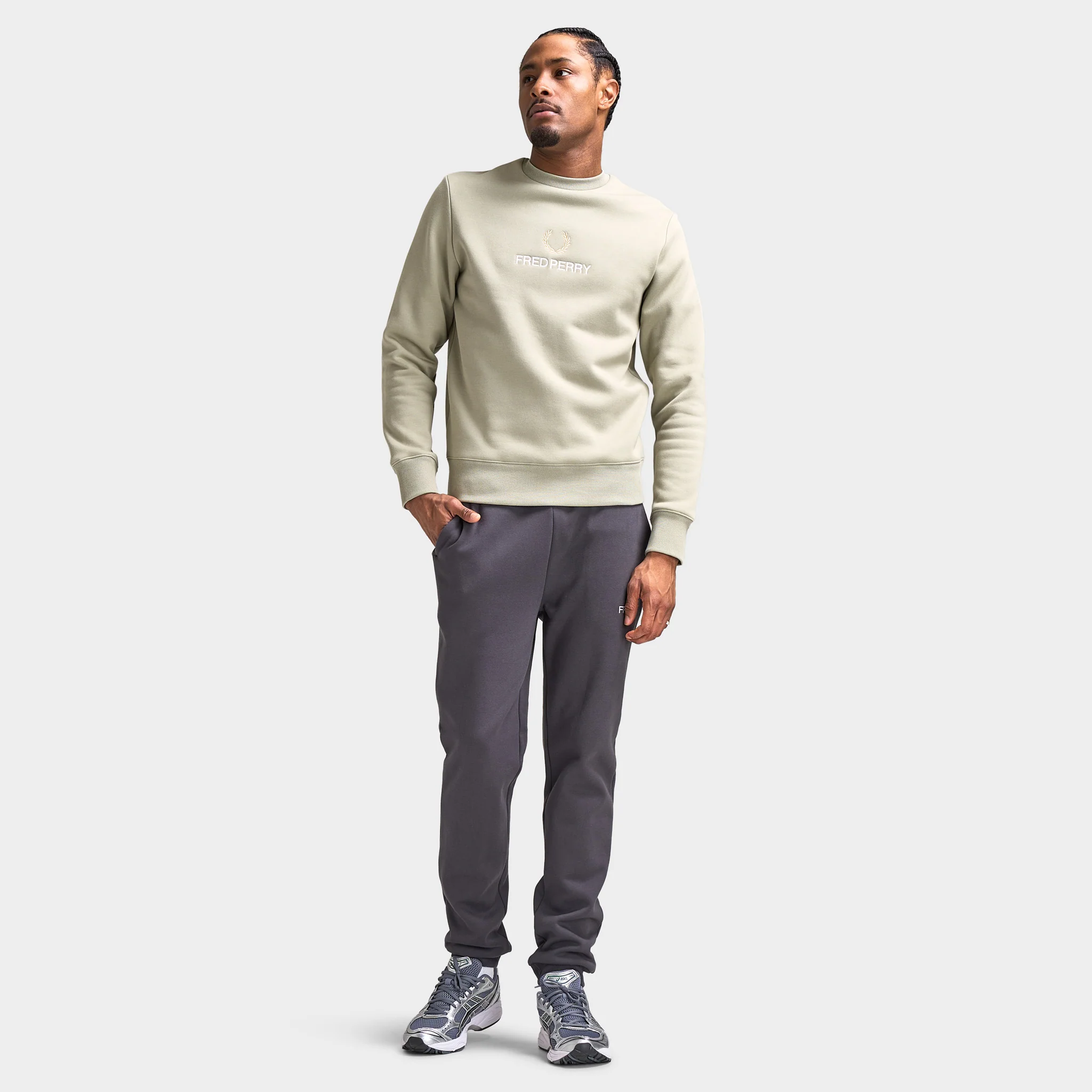 Fred Perry Embroidered Sweatshirt / Seagrass - Image 2