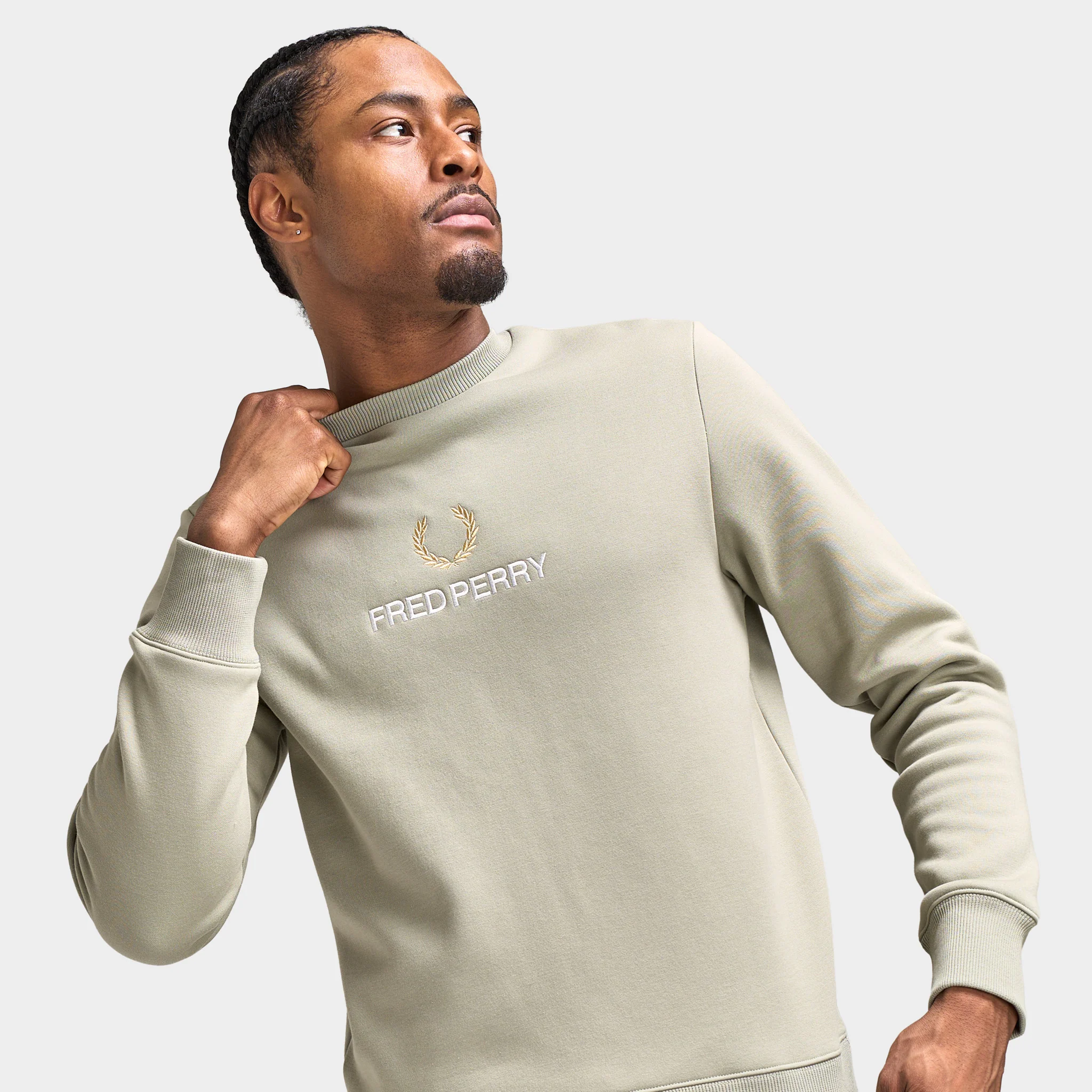 Fred Perry Embroidered Sweatshirt / Seagrass - Image 4