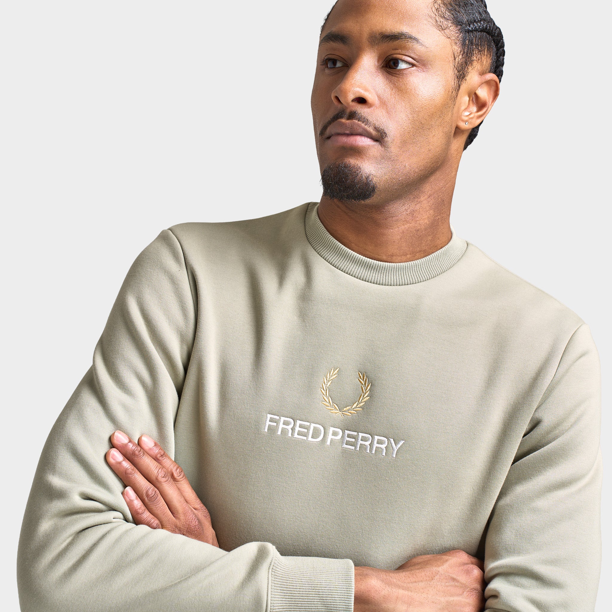 Fred Perry Embroidered Sweatshirt / Seagrass - Image 5