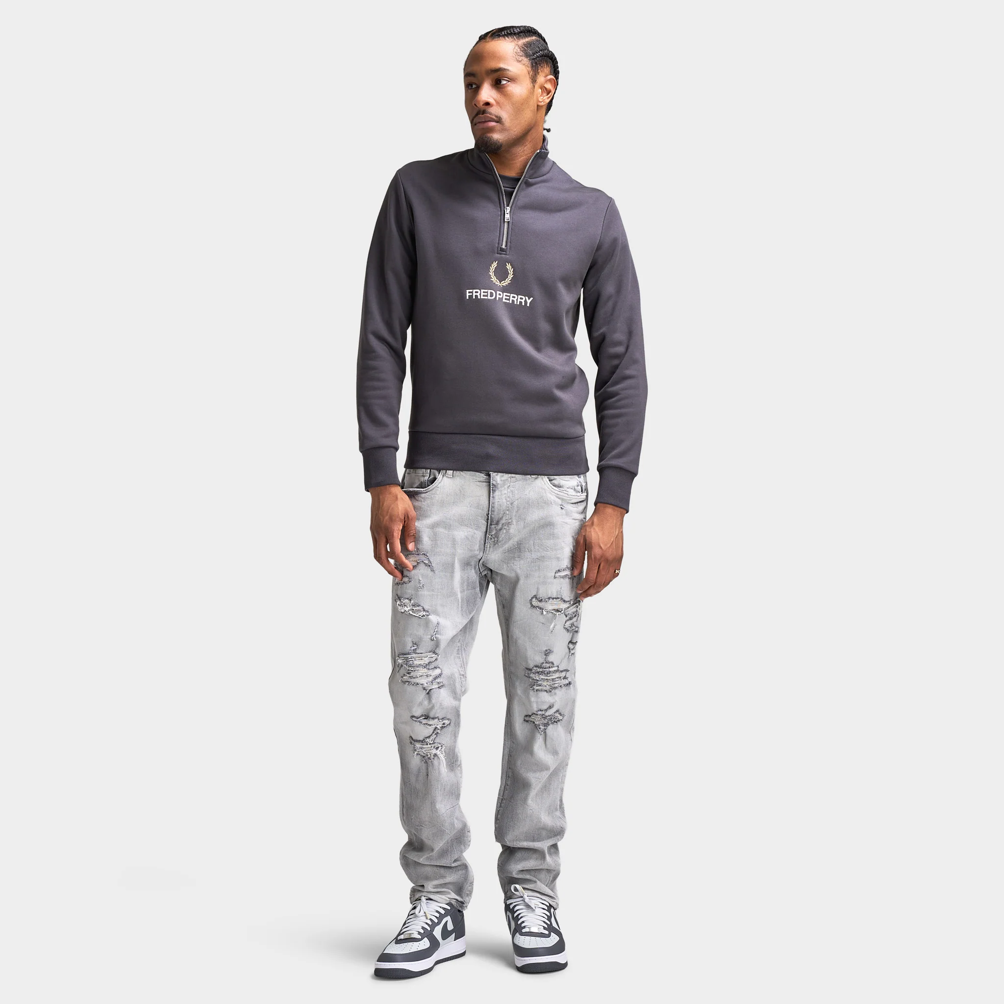 Fred Perry Stacked FLP Half-Zip / Anchor Grey - Image 2