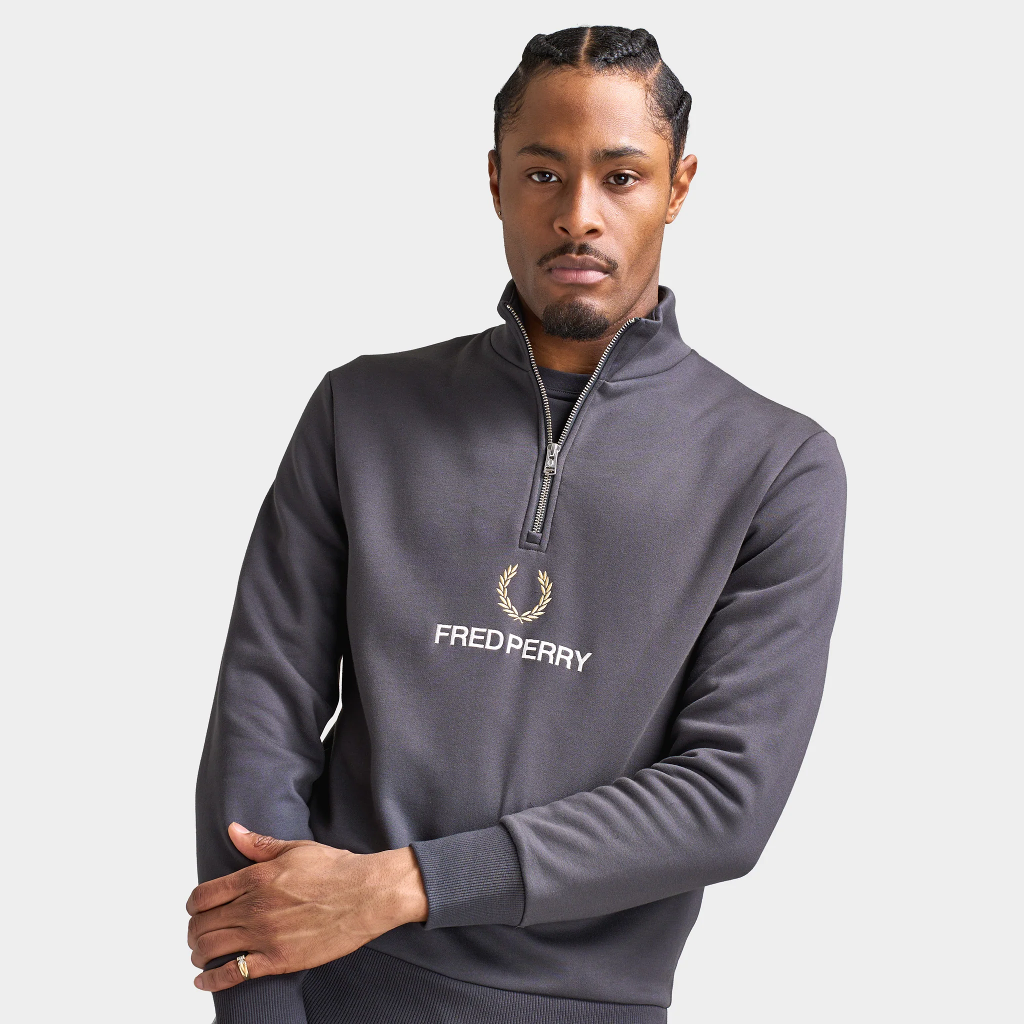 Fred Perry Stacked FLP Half-Zip / Anchor Grey - Image 6
