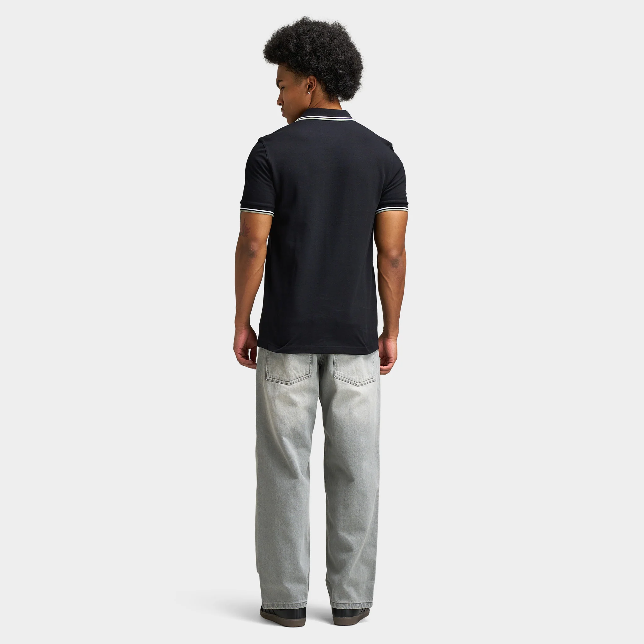 Fred Perry Twin Tipped Shirt Black / White / Seagrass - Image 3