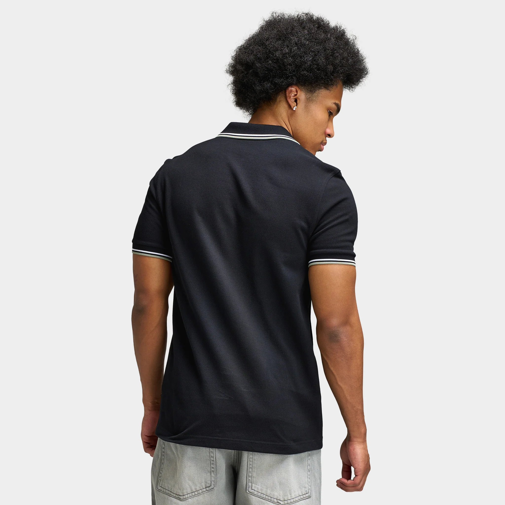 Fred Perry Twin Tipped Shirt Black / White / Seagrass - Image 6