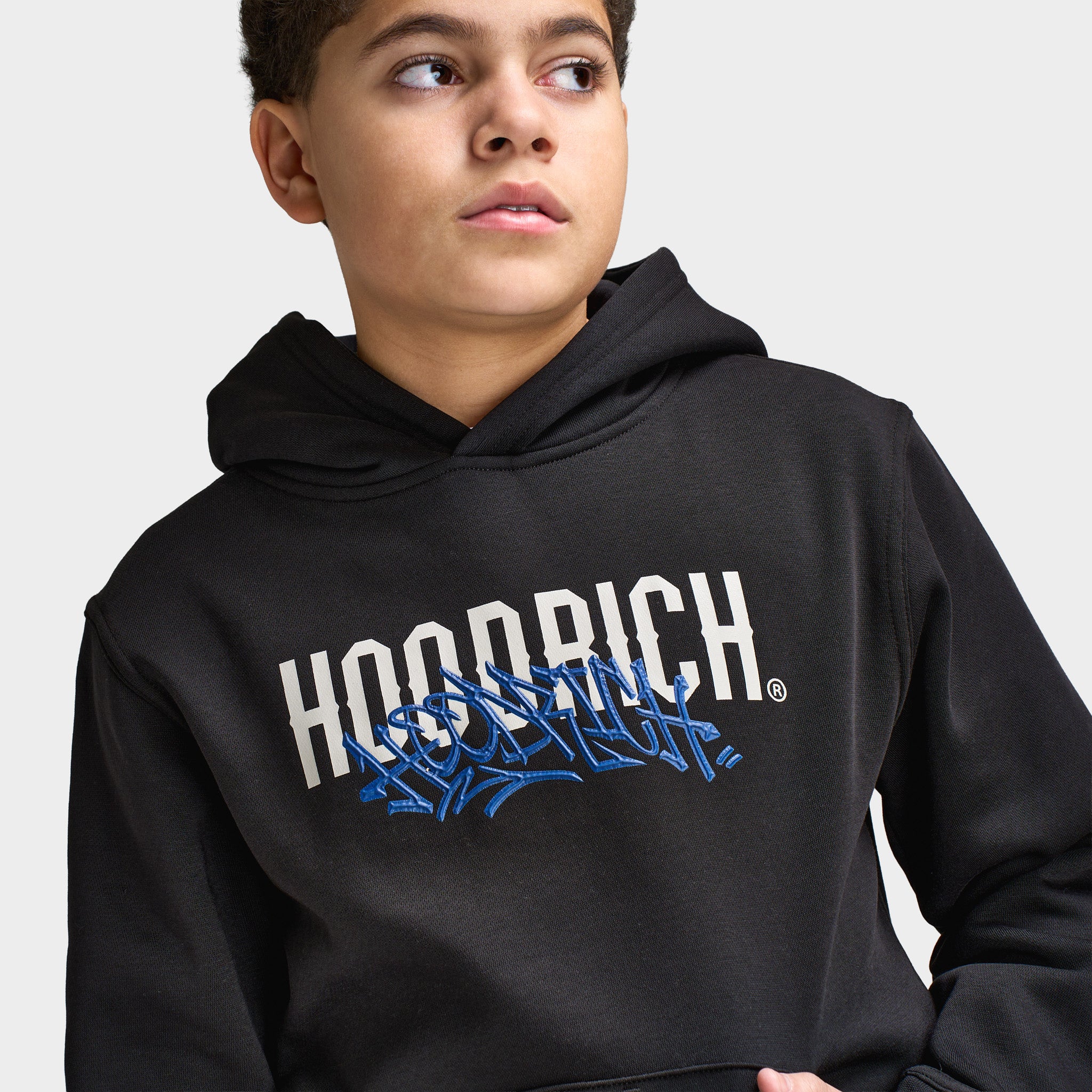 Hoodrich Junior Boy's Intent Hoodie Black / Quiet Gray - Blue Lolite - Image 2