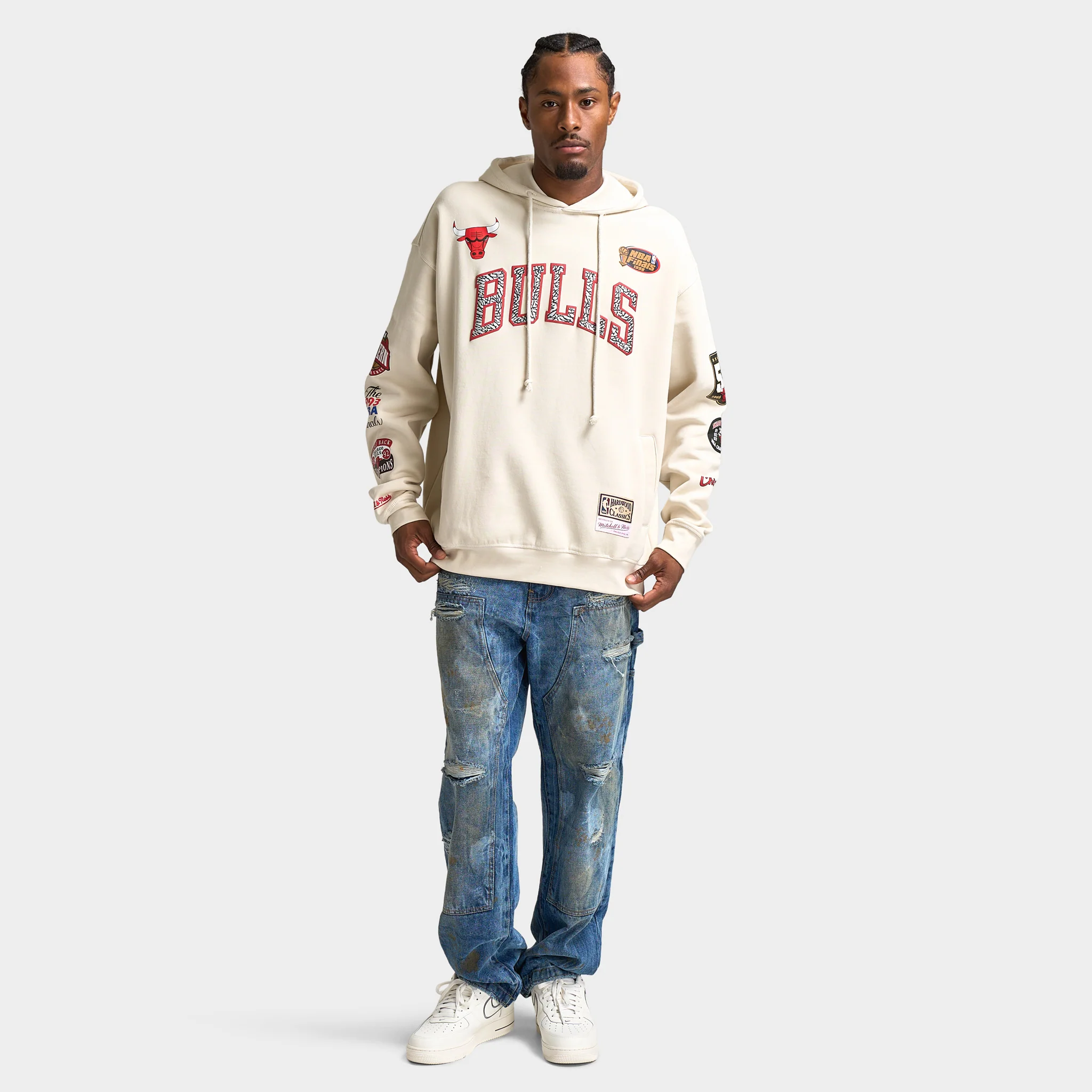 Mitchell & Ness Chicago Bulls Hoodie / Vintage White - Image 6