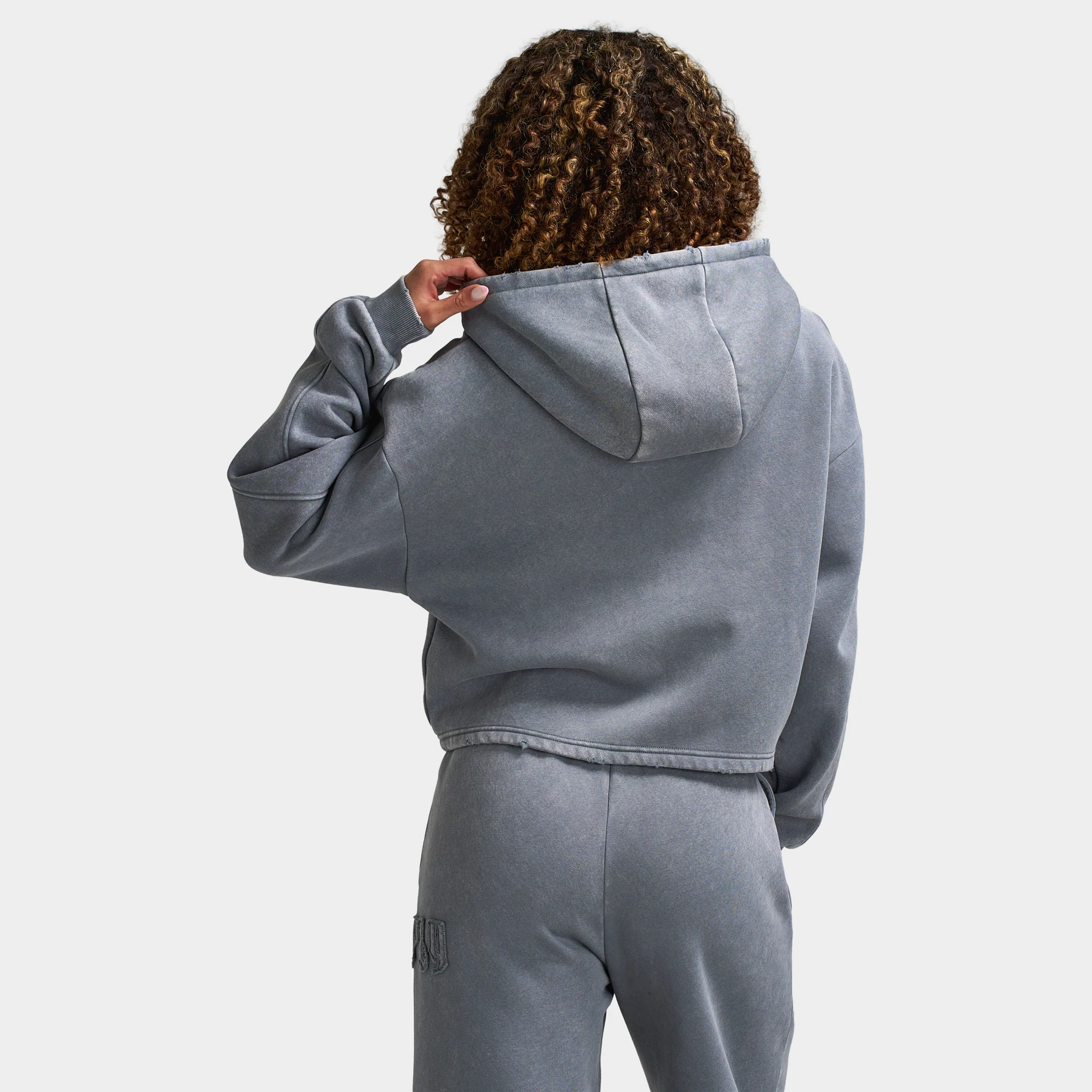 Supply & Demand Women's Raw Boxy Full Zip Hoodie / Grey Shingles - Image 2